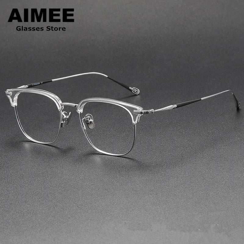 Stylish Aimee Unisex Full Rim Square Titanium Acetate Eyeglasses Frame 980901 - Lightweight & Durable for Work, Reading & Everyday Wear