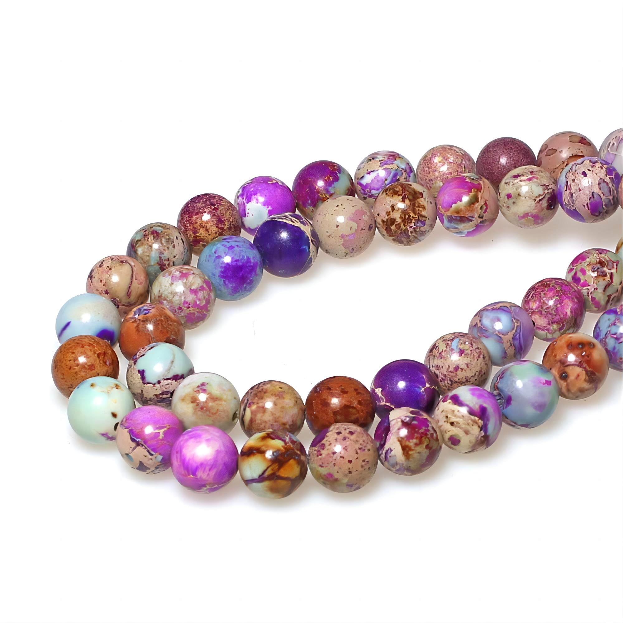 Natural Purple Blue Emperor Jasper Round Stone Beads 8mm - Loose Beads for Jewelry Making, DIY Bracelets, Necklaces & Handmade Crafts - Perfect for Boho, Hippie & Fashion Jewelry Designs