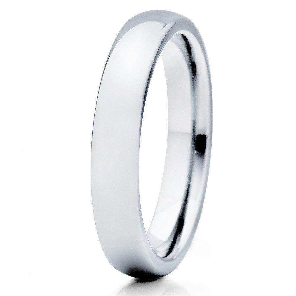 Silly Kings 4mm Tungsten Wedding Ring for Men & Women - Silver Tungsten Carbide Anniversary Band, Comfort Fit Dome Design - Perfect for Engagements, Weddings & Everyday Wear