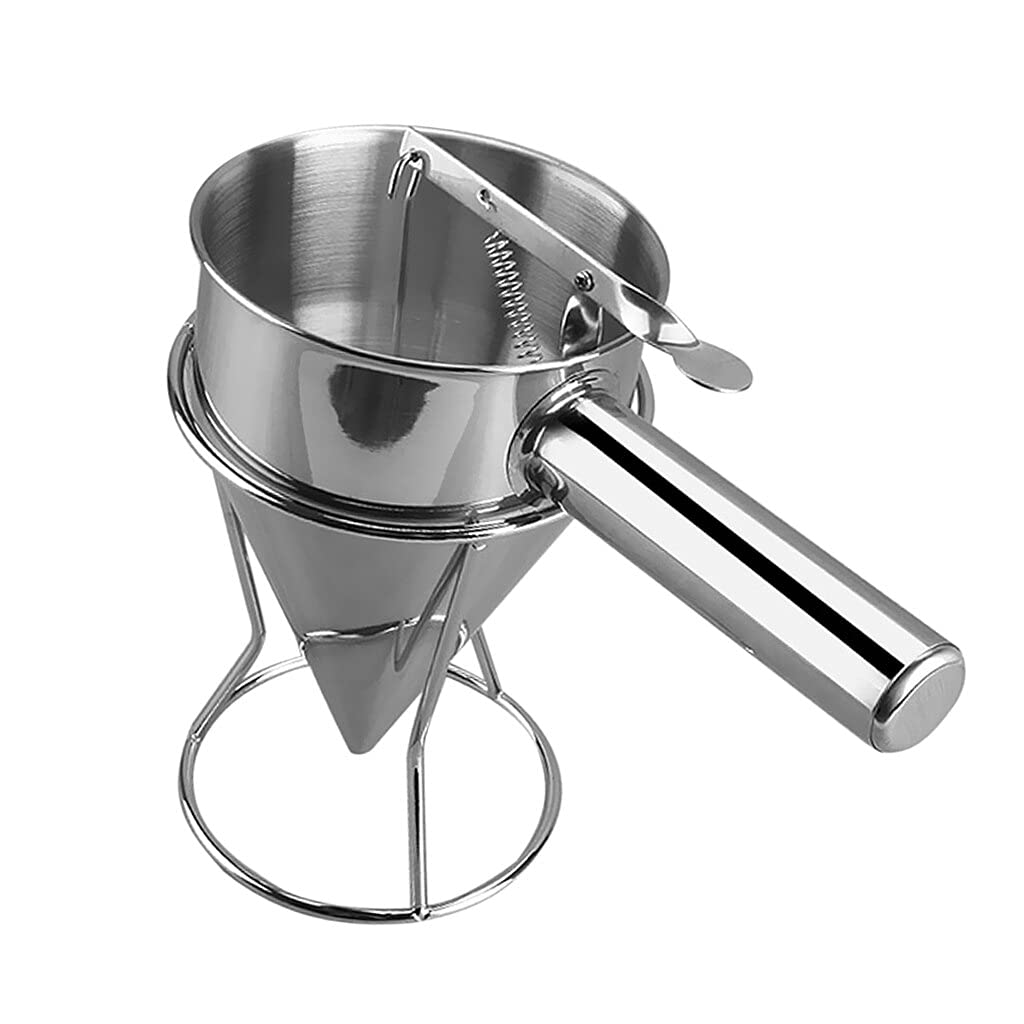 Premium Stainless Steel Takoyaki Funnel - Octopus Ball Maker & Waffle Batter Dispenser - Durable Pancake Cooking Tool for Home Kitchen & Street Food Vendors - Perfect for Japanese Snacks, Breakfast, and Party Food Preparation