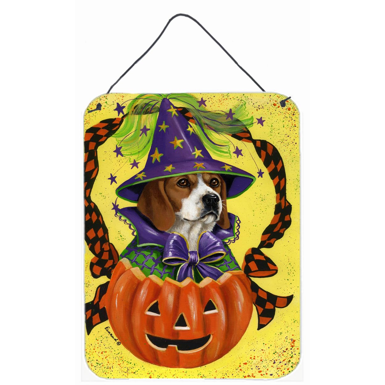 Beagle Halloween Decor - 12x16 Aluminum Metal Sign for Wall, Door, Kitchen, Bar, Bathroom | Halloweenie Dog Themed Home & Front Door Plaque | Perfect for Halloween Party, Pet Lover Gift, Housewarming Decor