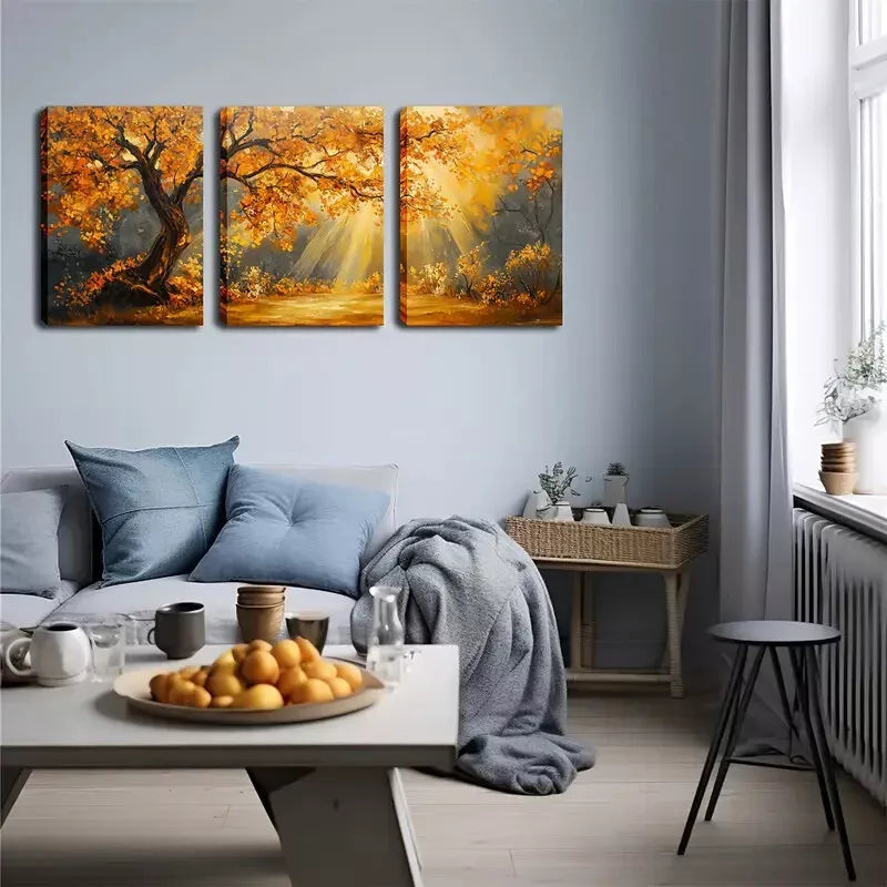 3-Piece Large Maple Tree Wall Art Set - Framed Canvas 40x60cm (16x24in) - High Quality Print - 100% Australian Made - Ready to Hang - Perfect for Living Room, Bedroom & Office Decor