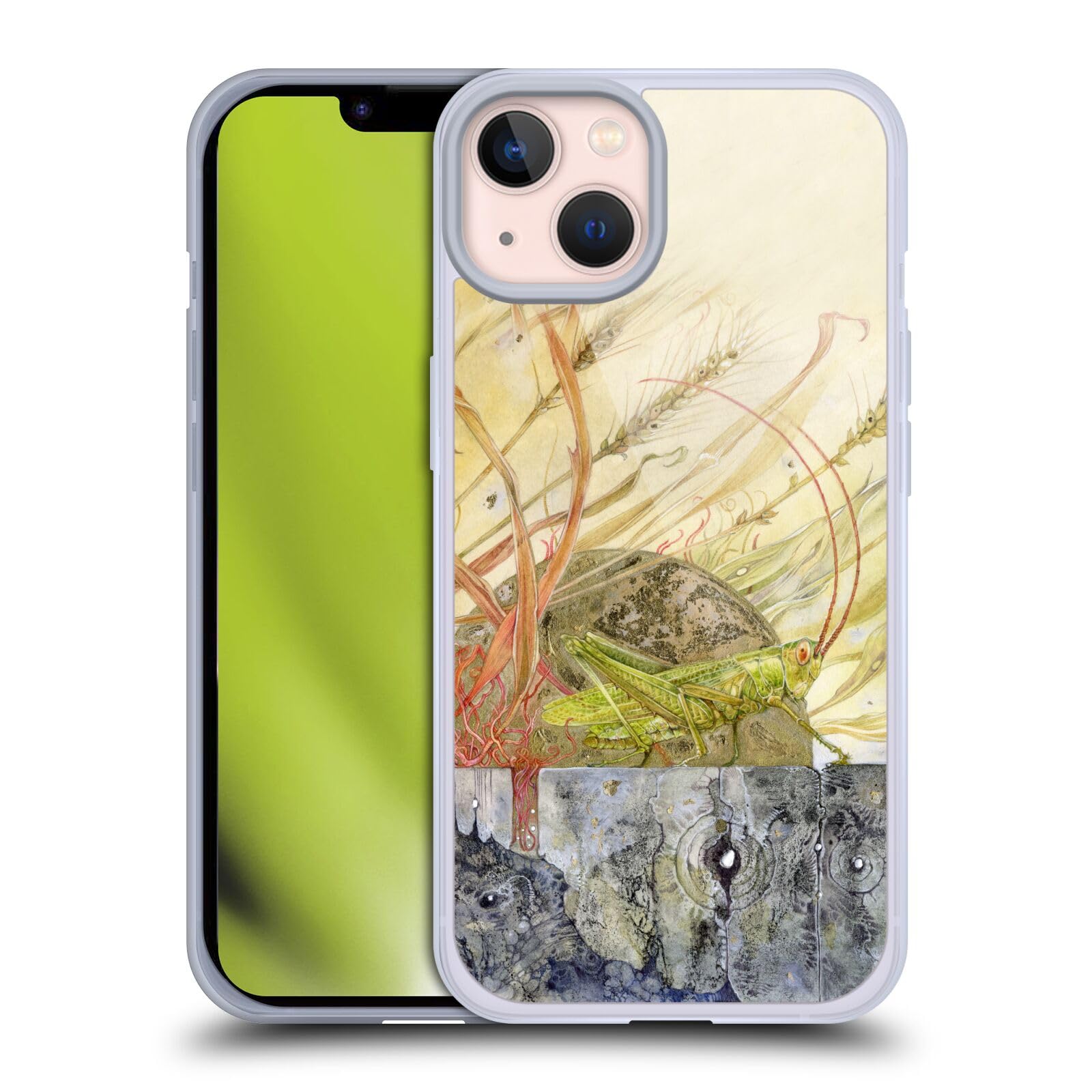 Official Stephanie Law Grasshopper Immortal Ephemera Soft Gel Case for iPhone 13 - Licensed Art Phone Cover - Perfect for Nature Lovers & Fantasy Art Fans