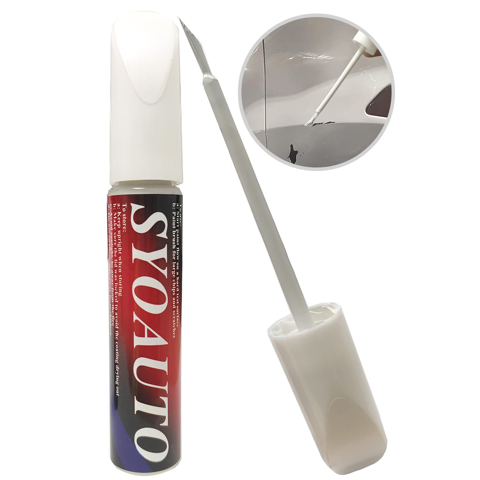 SYOAUTO White Car Touch Up Paint Pen - 0.4 oz Scratch Repair Kit for Automotive Paint Chips & Scratches | Perfect for DIY Car Scratch Fixes, Small Paint Damage Repair, and Vehicle Maintenance