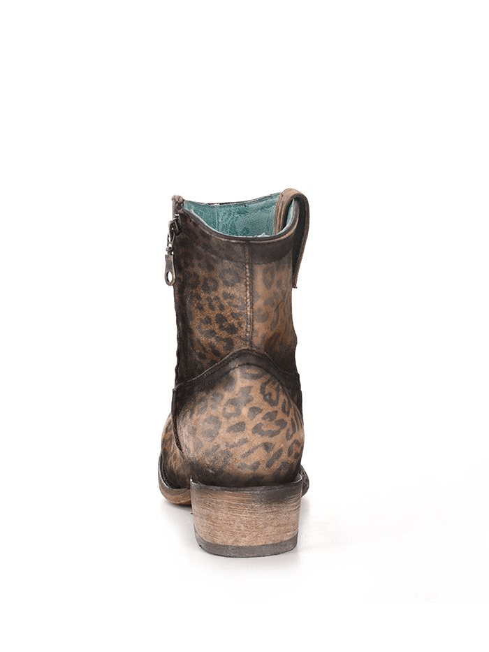 Corral C3627 Women's Leopard Print Round Toe Ankle Boots with Zipper - Stylish Western Booties for Casual Outfits & Country Music Festivals