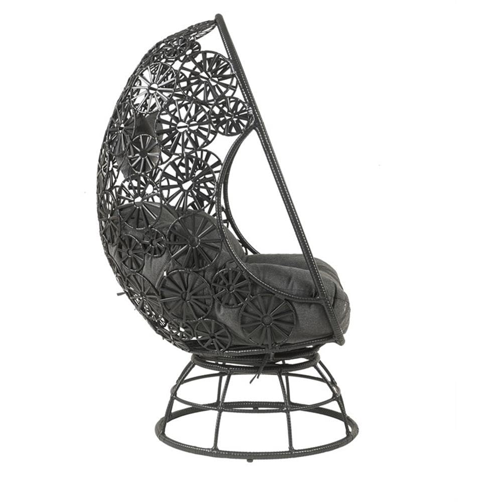 Acme Hikre Wicker Patio Lounge Chair with Side Table - Charcoal & Black Outdoor Furniture Set for Poolside, Garden, and Backyard Relaxation