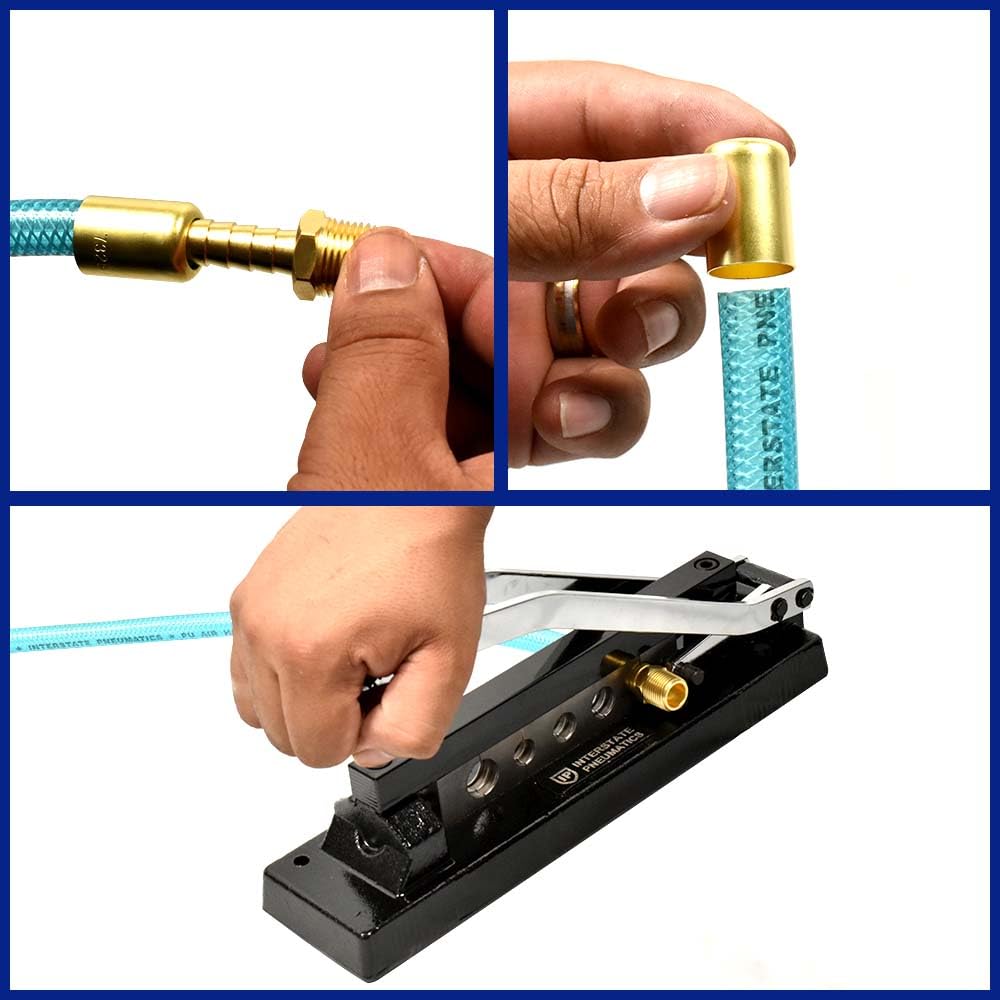Interstate Pneumatics H8 Heavy Duty Standard Hose Crimper with 5 Dies - Professional Air Hose Crimping Tool for Hydraulic, Industrial & Automotive Applications