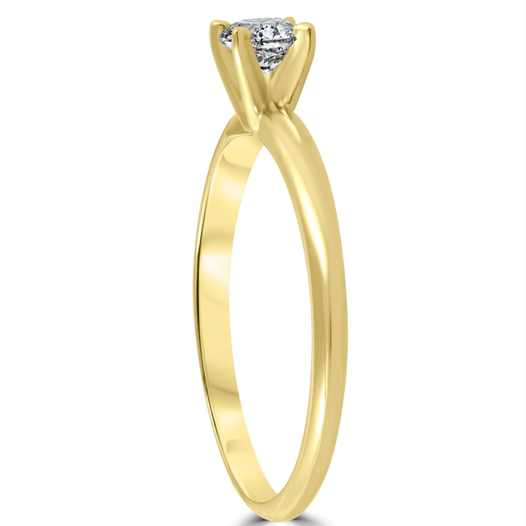 1/3 Carat Round Cut Diamond Solitaire Engagement Ring in 14K Yellow Gold – Perfect for Proposals, Anniversaries & Romantic Gifts