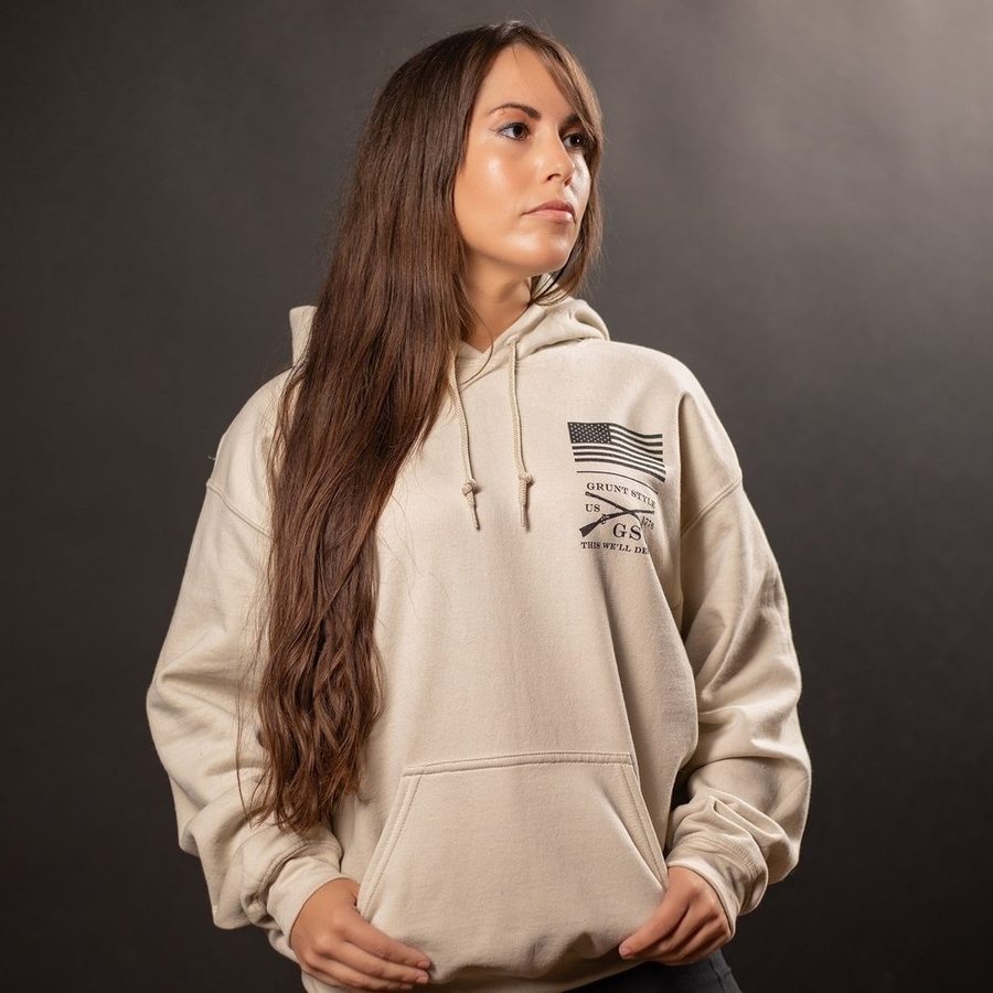 Liberty Dwells Hoodie - Cozy Fleece Pullover for Men & Women | Sand Color | Perfect for Casual Wear, Outdoor Activities & Street Fashion
