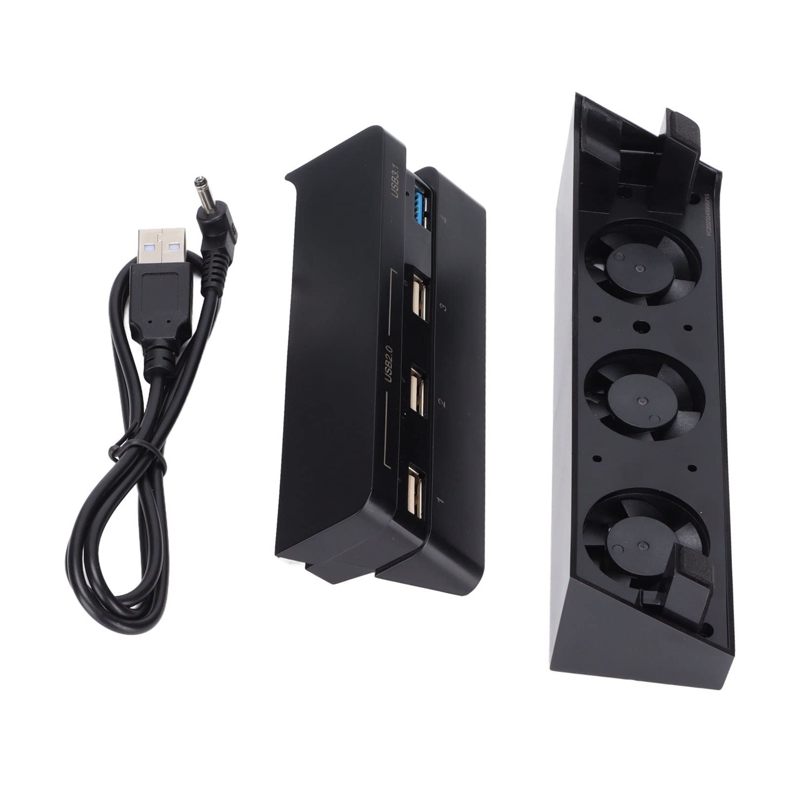 4-Port USB 3.0 Hub with Cooling Fan for PS4 Slim - Automatic Temperature Control & Multi-Device Charging Station - Perfect for Gaming Sessions & Home Entertainment Setup