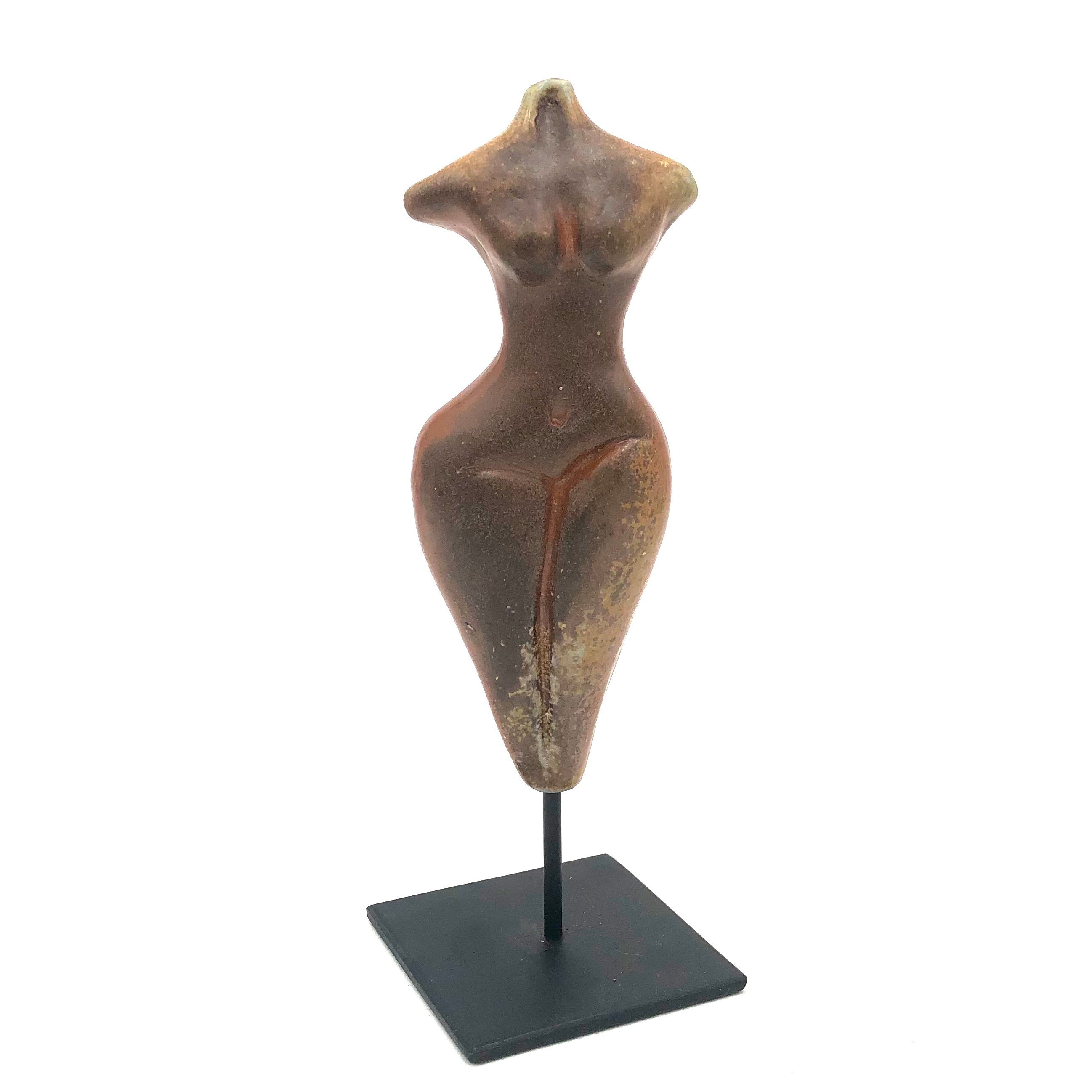 Cathy Broski Wood Fired Ceramic Female Figure Sculpture on Base - 9 Inch Handcrafted Art Piece for Home Decor, Office Display & Gift Giving