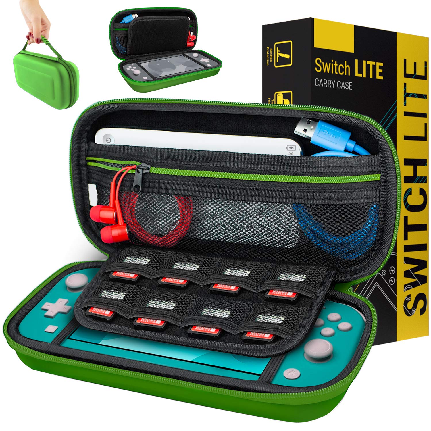 Orzly Travel Case for Nintendo Switch Lite - Portable Protective Shell for Nintendo Switch Lite Console - Perfect for Gaming on the Go, Travel, and Storage Protection