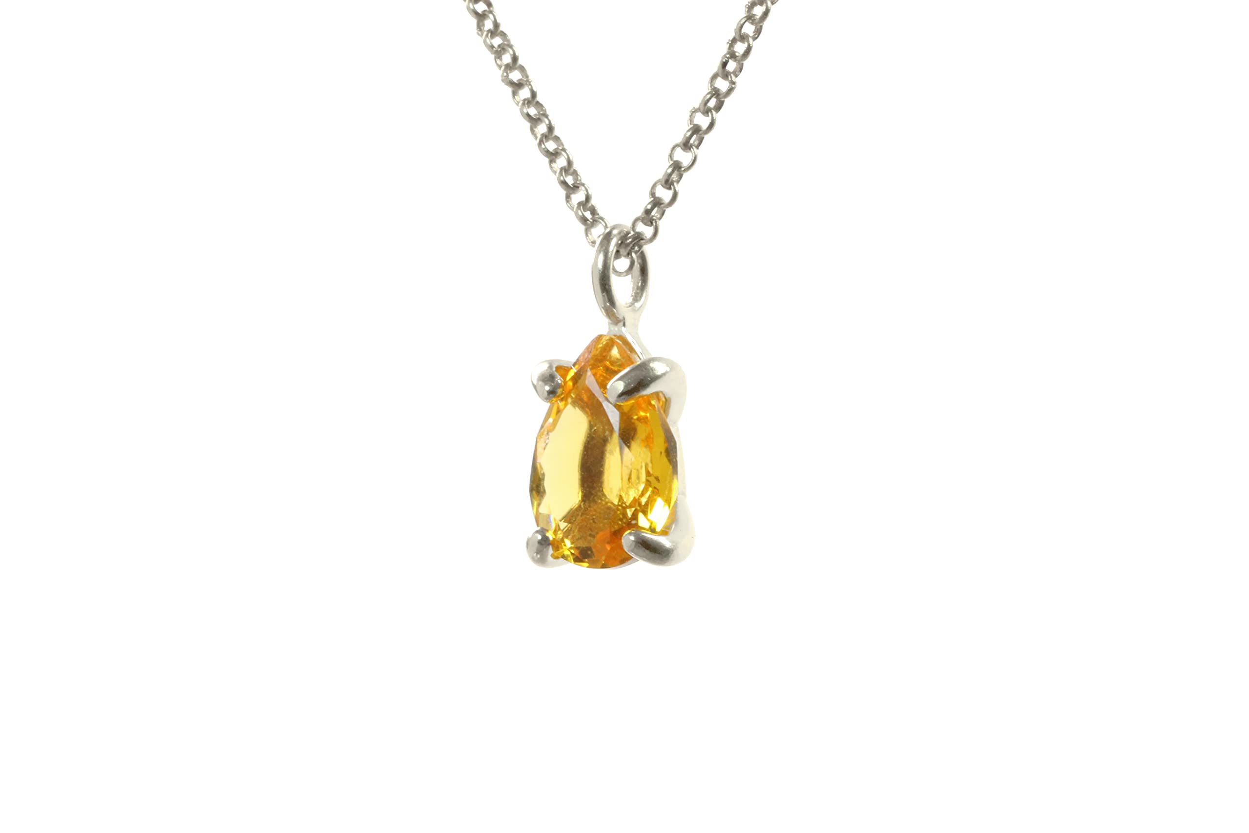 Handmade Pear Citrine Pendant Necklace for Women - Elegant Anemone Jewelry with Chic Crystal Birthstone - Perfect for Birthday, Wedding & Everyday Fashion - Comes with Gift Box | Ideal for Gifts, Special Occasions & Daily Wear