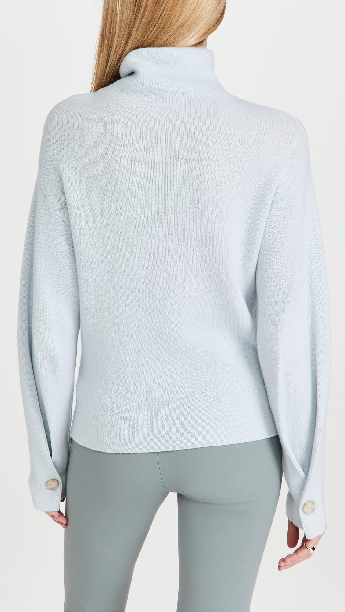 Vince Women's Button Cuff Turtleneck Sweater - Soft Cashmere Blend Long Sleeve Pullover for Work, Office & Winter Outfits