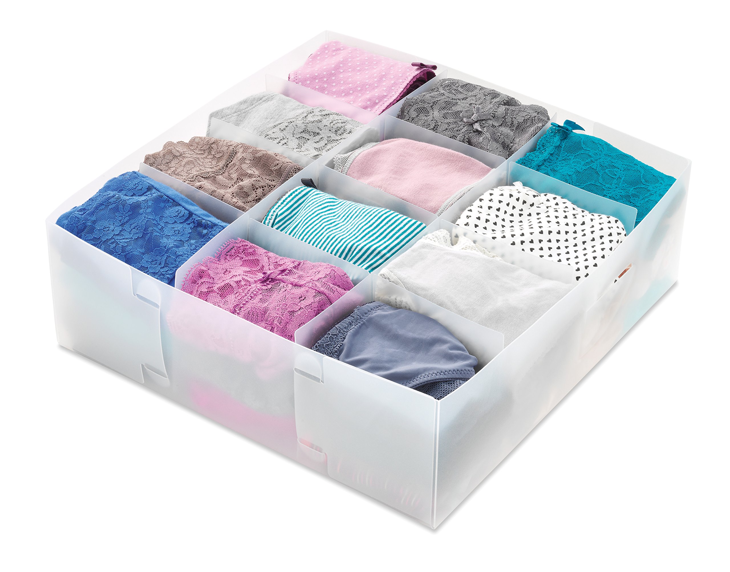 Whitmor 12-Section Drawer Organizer for Closet, Dresser & Office - Space Saving Storage Solution for Socks, Underwear & Accessories