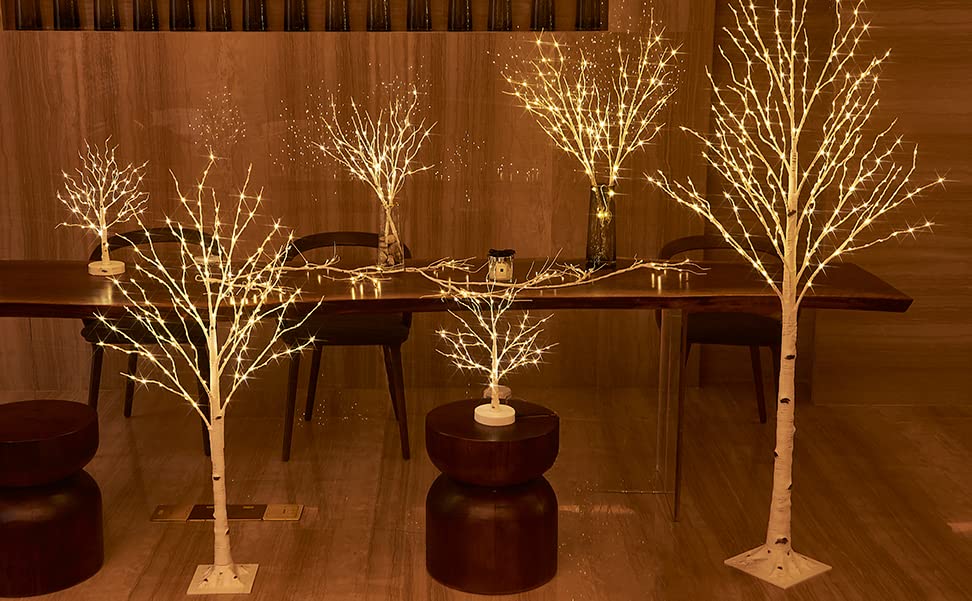 32IN 100 LED Birchlitland Lighted Birch Branches with Timer - Battery Operated Artificial Tree Branch with Warm White Lights | Perfect for Home, Bedroom, Fireplace & Christmas Holiday Decorations