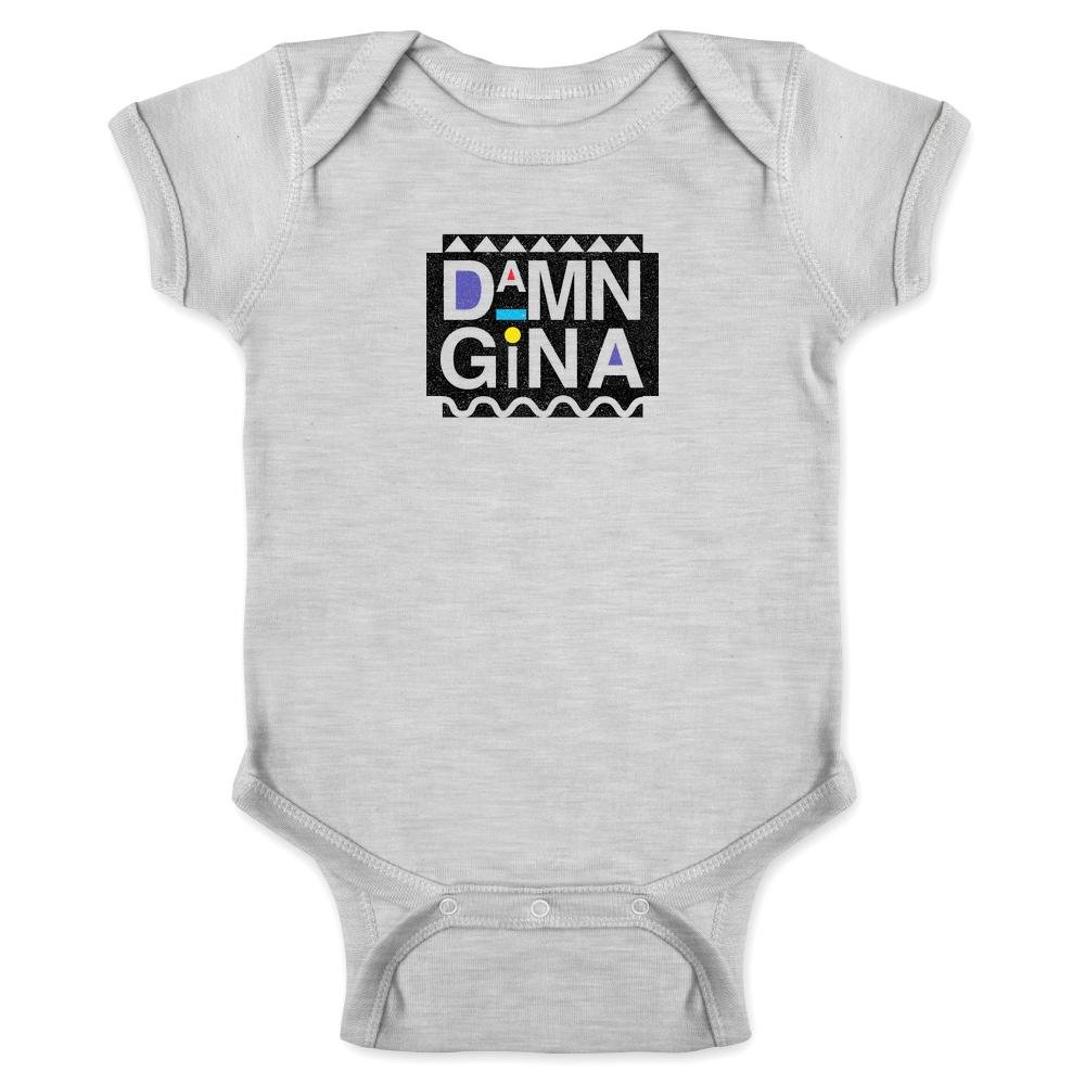 Pop Threads Damn Gina Baby Bodysuit - Retro 90s Funny Infant Onesie | Cute Baby Boy & Girl Outfits | Perfect for Birthday Gifts, Photo Shoots & Casual Wear