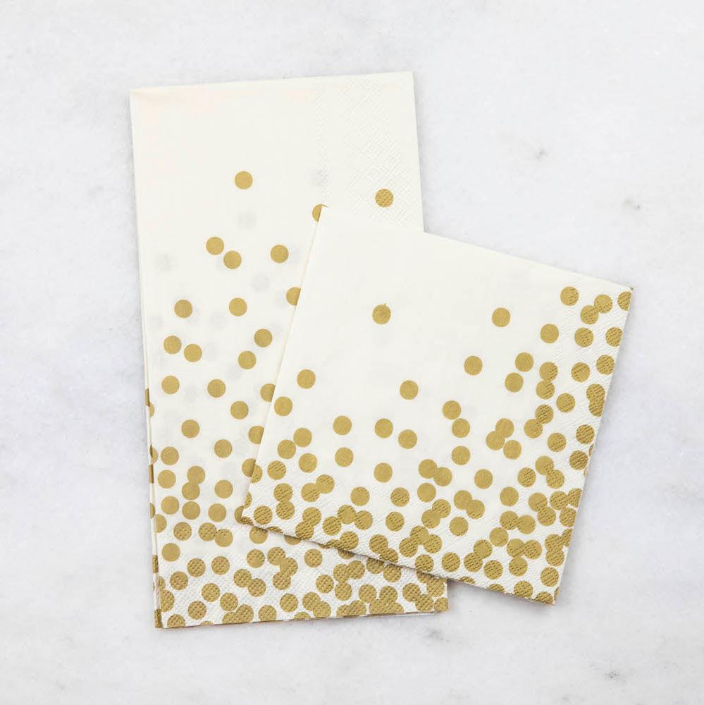 Premium Gold Confetti Cocktail Napkins - Elegant Party Supplies for Weddings, Bridal Showers & Celebrations - Perfect for Cocktail Parties, Birthday Events & Special Occasions