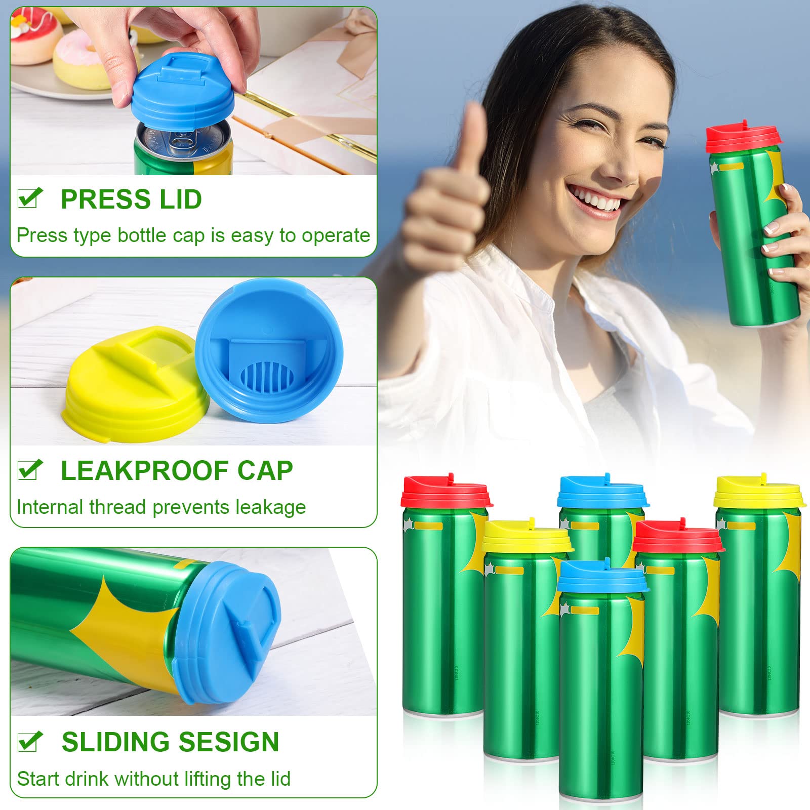 **12-Pack Leakproof Plastic Can Covers & 3-Piece Manual Can Opener Set - Reusable Soda, Beer, Pop Drink Lids & Easy Tab Openers for Parties, Picnics, and Outdoor Events**