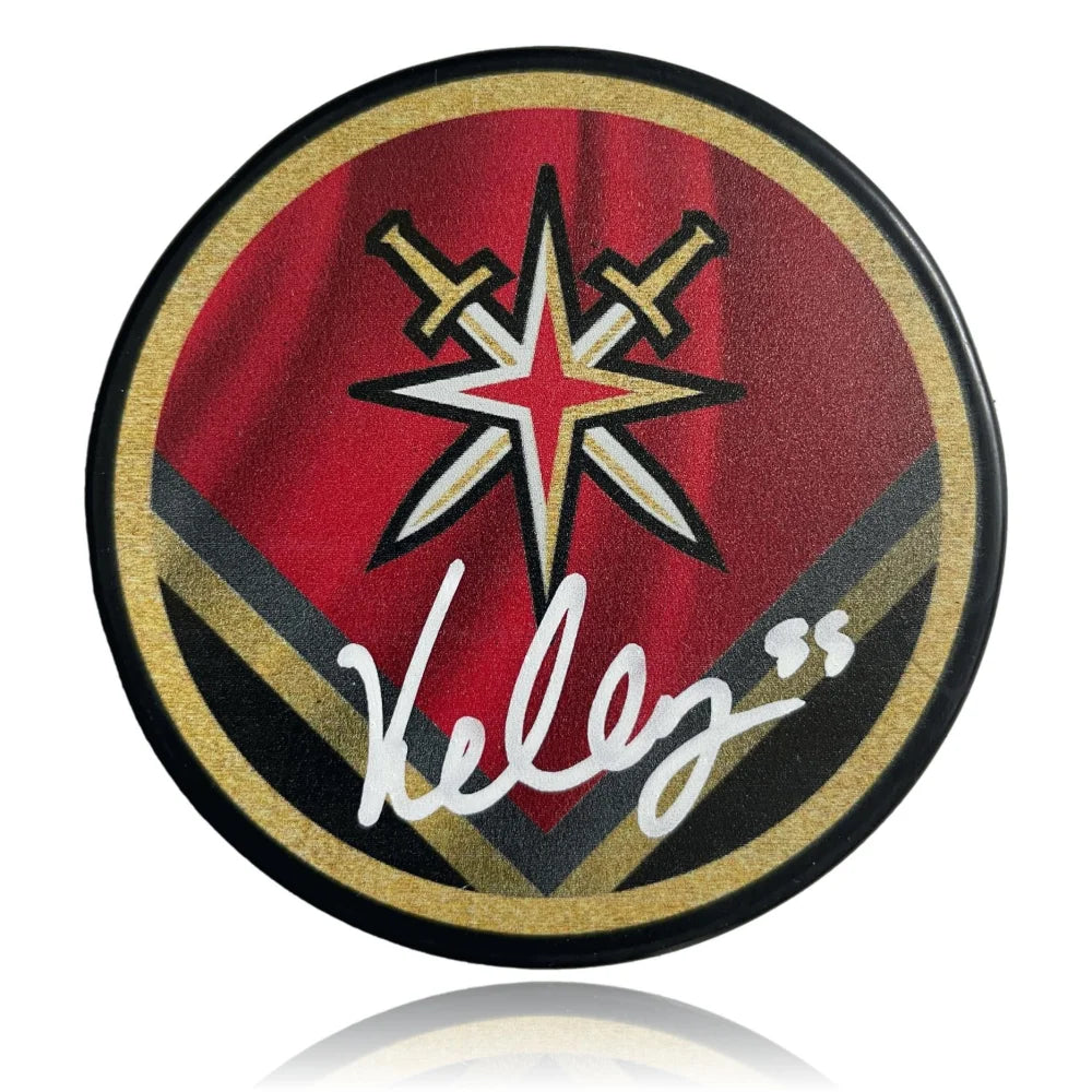 Keegan Kolesar Autographed Vegas Golden Knights Retro Hockey Puck with COA - Limited Edition Collectible for NHL Fans, Sports Memorabilia Display & Gift for Hockey Enthusiasts