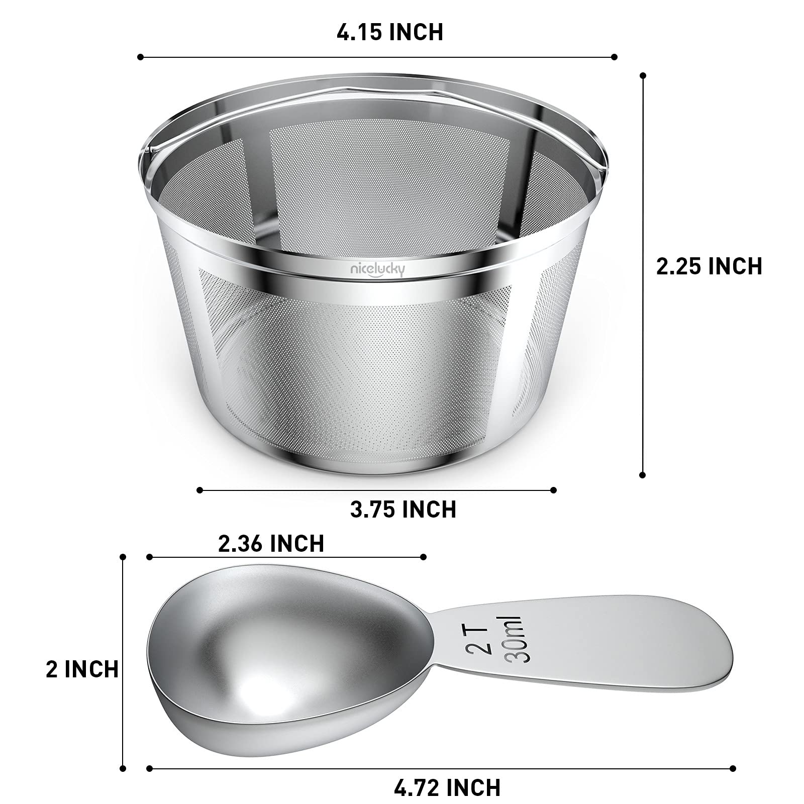 Reusable K-Duo Coffee Filter for Keurig K-Duo Essentials & K-Duo Brewers - Food Grade Stainless Steel (Silver, No Spoon) - Perfect for Home, Office & Travel Use