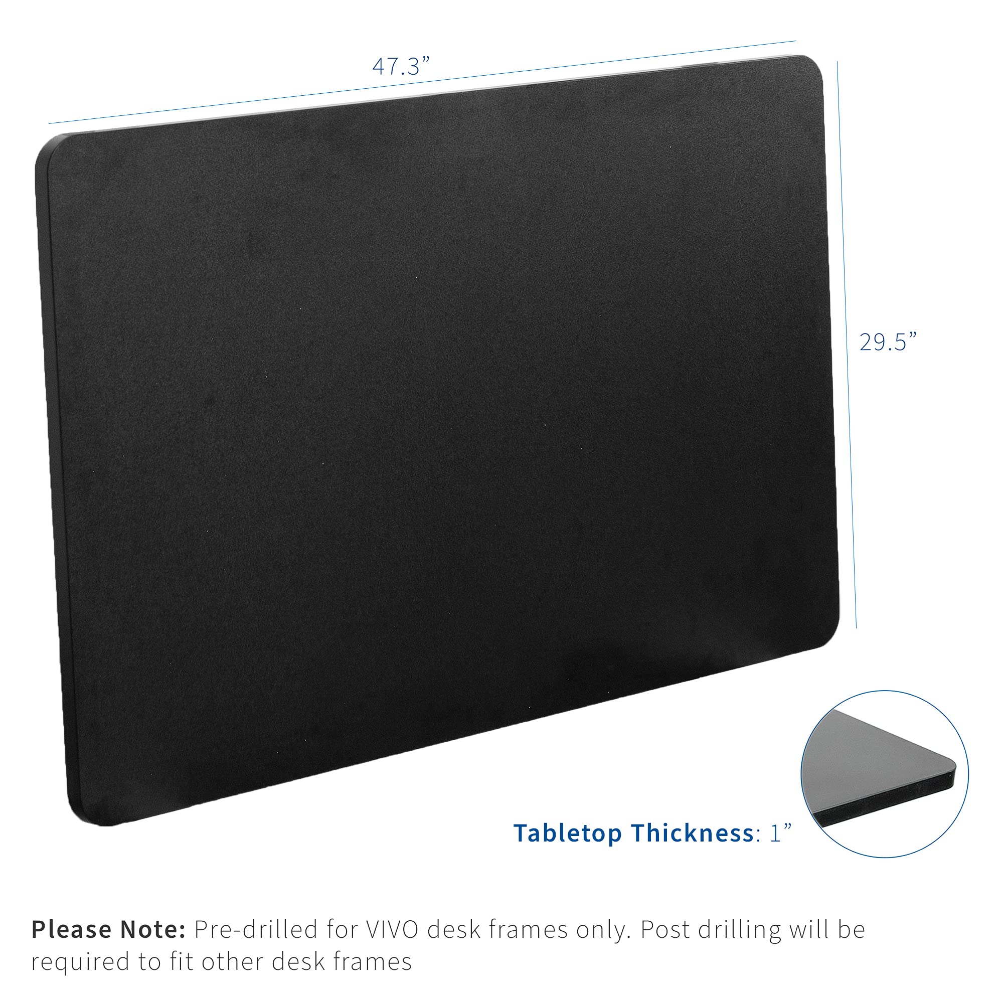 VIVO Universal 48 x 30 Inch Solid One-Piece Table Top for Standard & Sit to Stand Height Adjustable Home Office Desk Frames, Black (DESK-TOP48-30B) - Perfect for Workstations, Gaming Setups & Study Areas