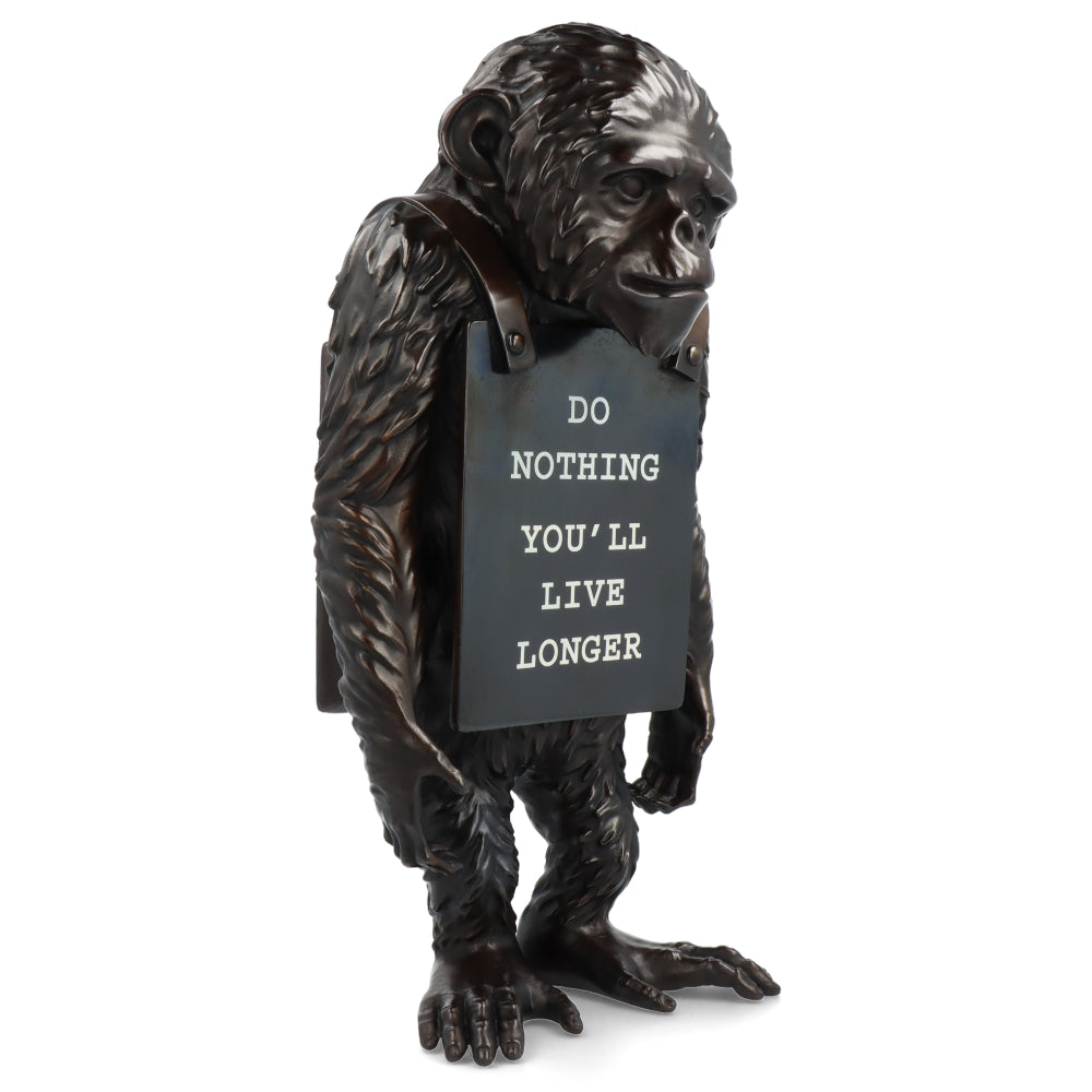 Banksy X Medicom Toy Monkey Sign Bronze Statue - Limited Edition Art Collectible for Home Decor & Office Display
