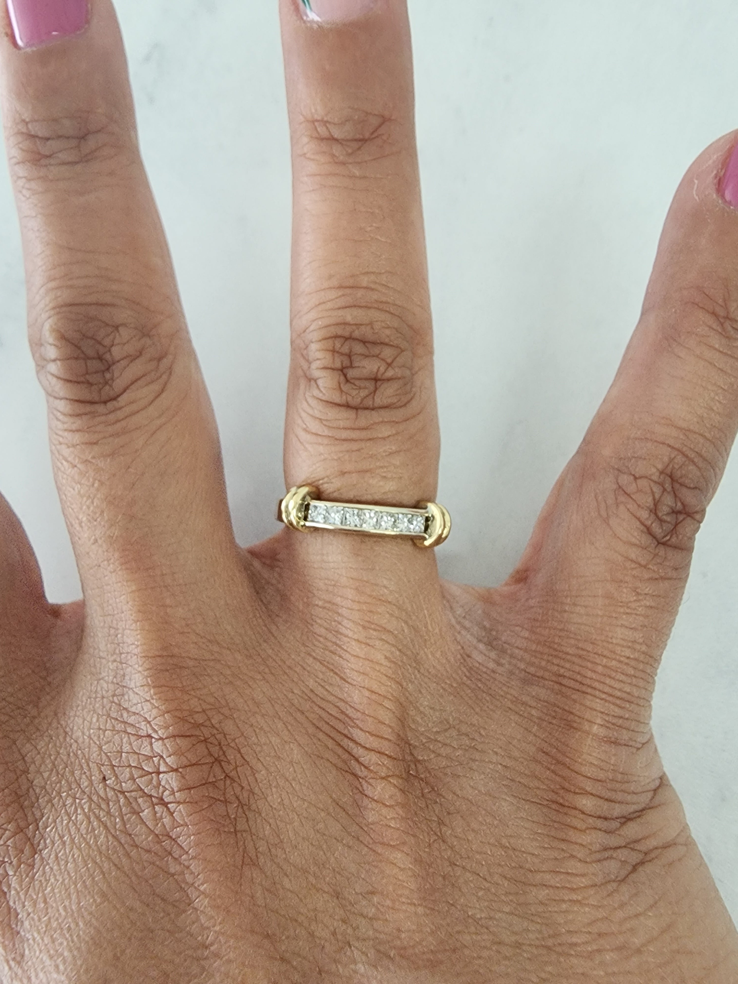 14K Two-Tone Gold Princess Cut Diamond Wedding Band for Women – Elegant Bridal Ring for Engagement, Anniversary & Special Occasions