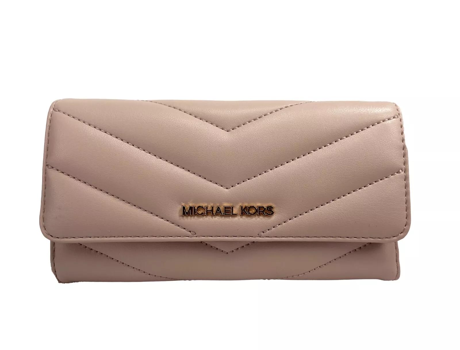 Michael Kors Women's Jet Set Travel Trifold Wallet - Powder Blush Leather Wallet for Women | Perfect for Everyday Use, Travel & Gift Giving