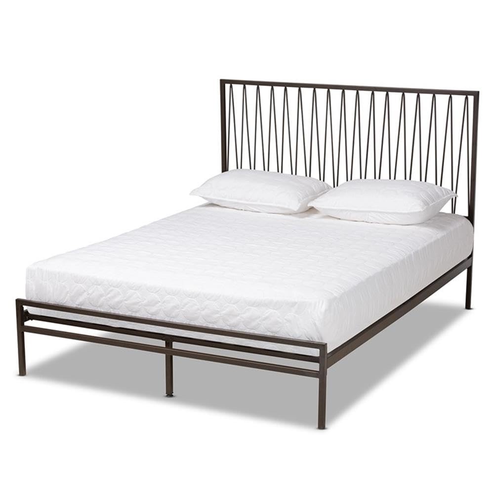 BOWERY HILL Modern Black Metal Full Size Platform Bed Frame - Sturdy & Stylish for Contemporary Bedrooms, Guest Rooms & Small Spaces