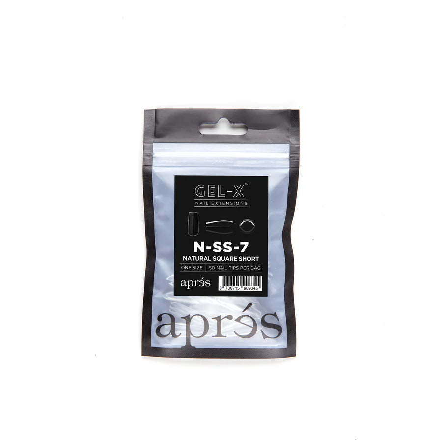 Apres Gel X Tips 50pc - Natural Short Square Nail Extensions for Easy DIY Manicures at Home | Salon-Quality Press-On Nails for Women