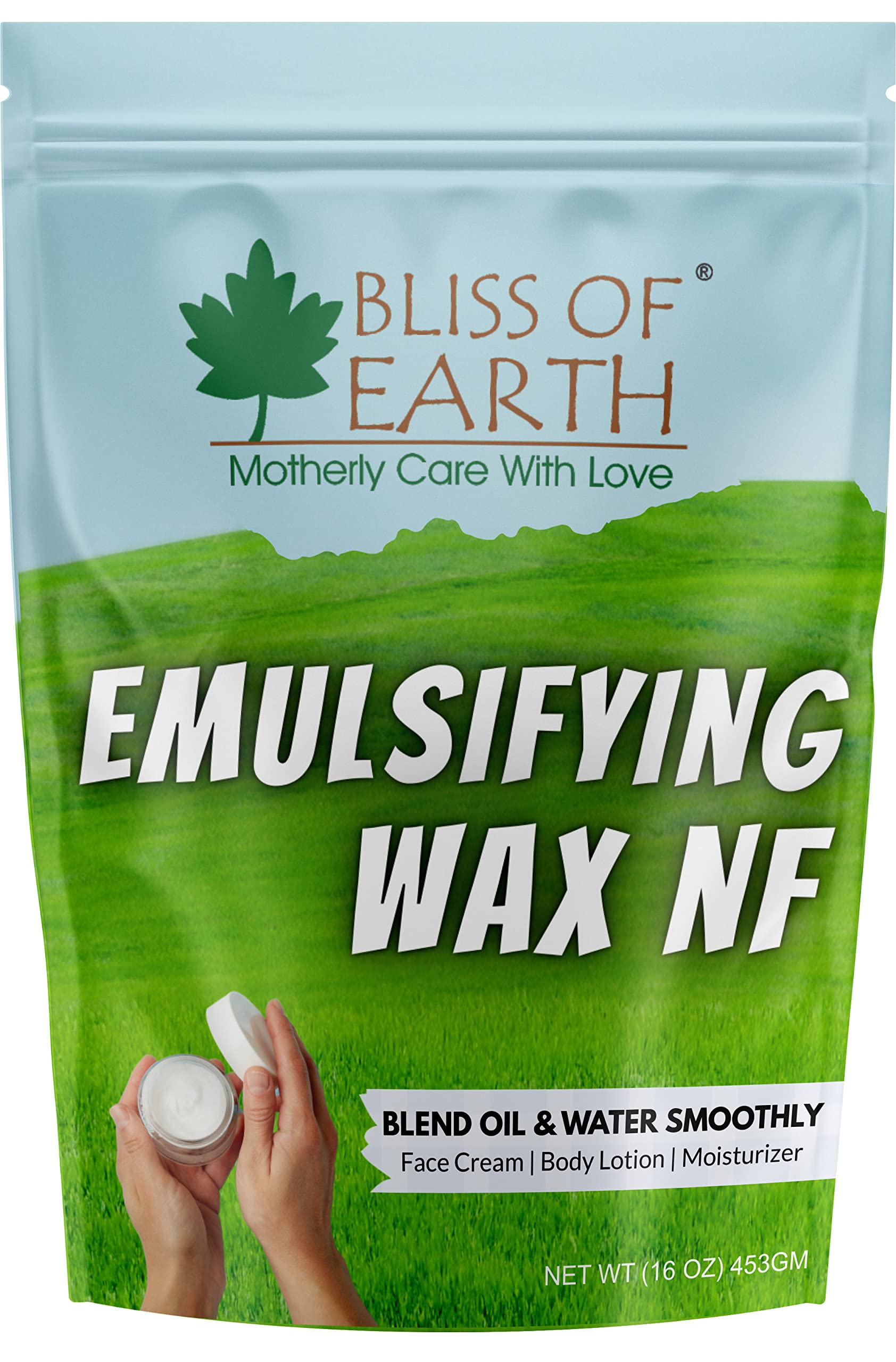 Bliss of Earth Emulsifying Wax NF - Premium Cosmetic Grade Wax for Soap Making, Lotion, Body Moisturizer & DIY Skincare (16oz/453g) - Perfect for Thickening Homemade Beauty Products