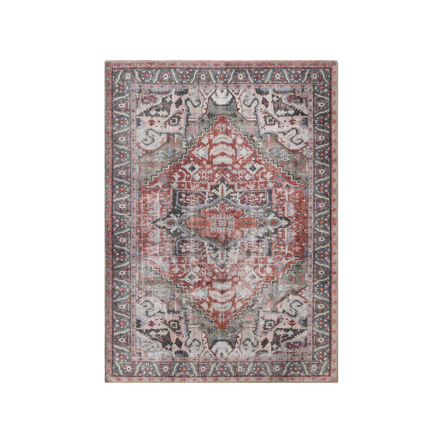 Handmade Rustic Medallion Border Area Rug - Non-Slip Indoor Runner for Living Room, Bedroom & Hallway - Boho Chic Home Decor