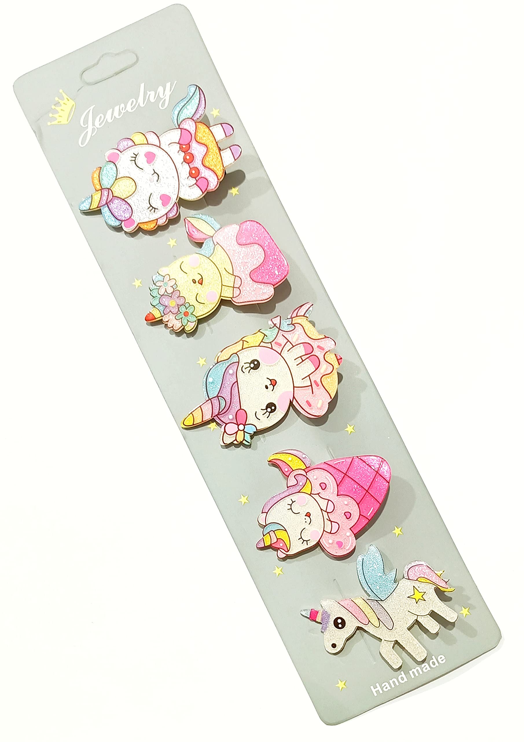 **HOMEMATES 5-Piece Rainbow Unicorn Hair Clips Set for Toddler Girls - Cute Baby Barrettes & Hair Accessories (Multicolor, Style 1-4) - Perfect for Parties, School & Daily Wear**