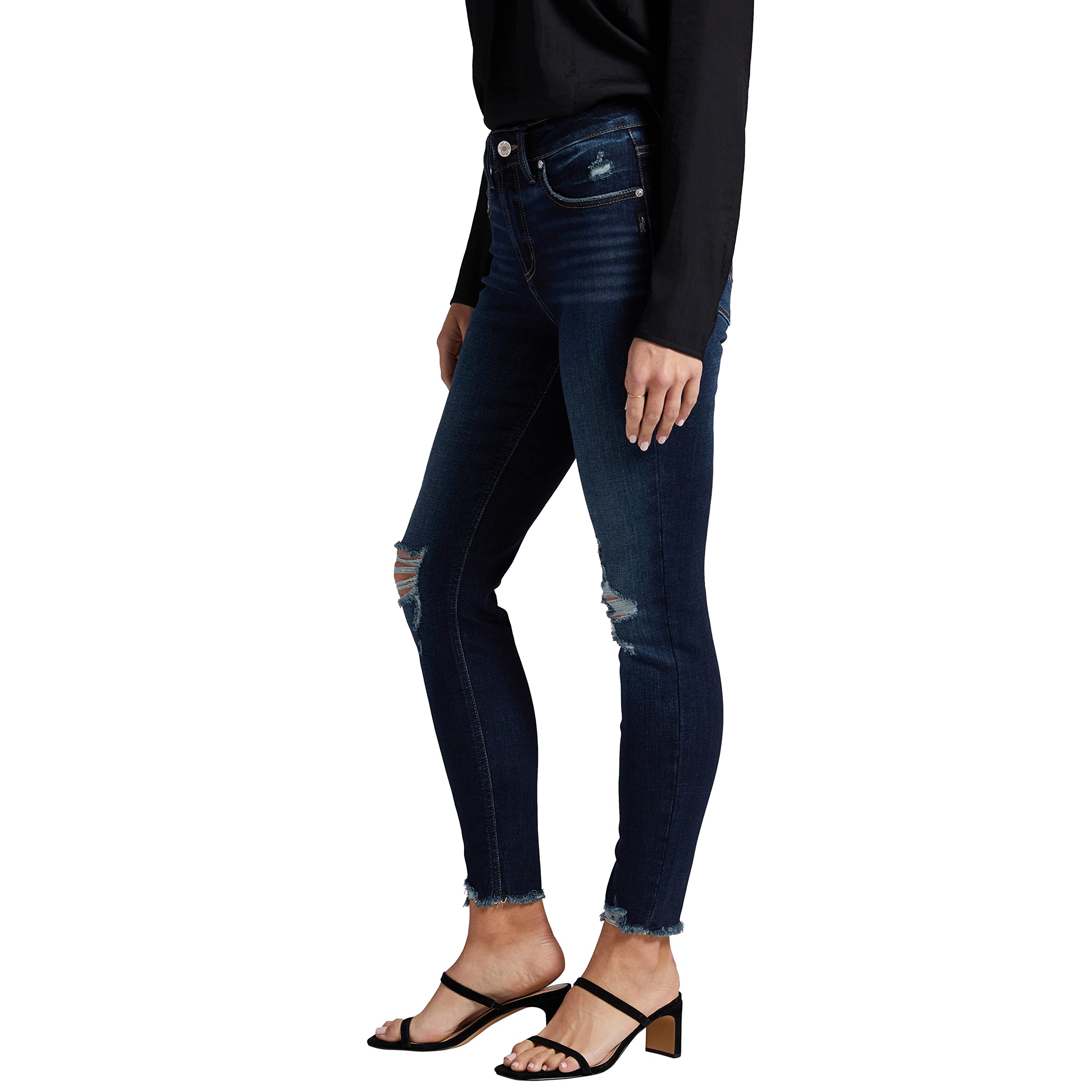 Silver Jeans Co. Women's Avery High Rise Curvy Fit Skinny Jeans - Slimming Denim Pants for Women, Comfortable Stretch Fabric, Classic Legacy Wash | Perfect for Casual Wear, Office Outfits & Night Out