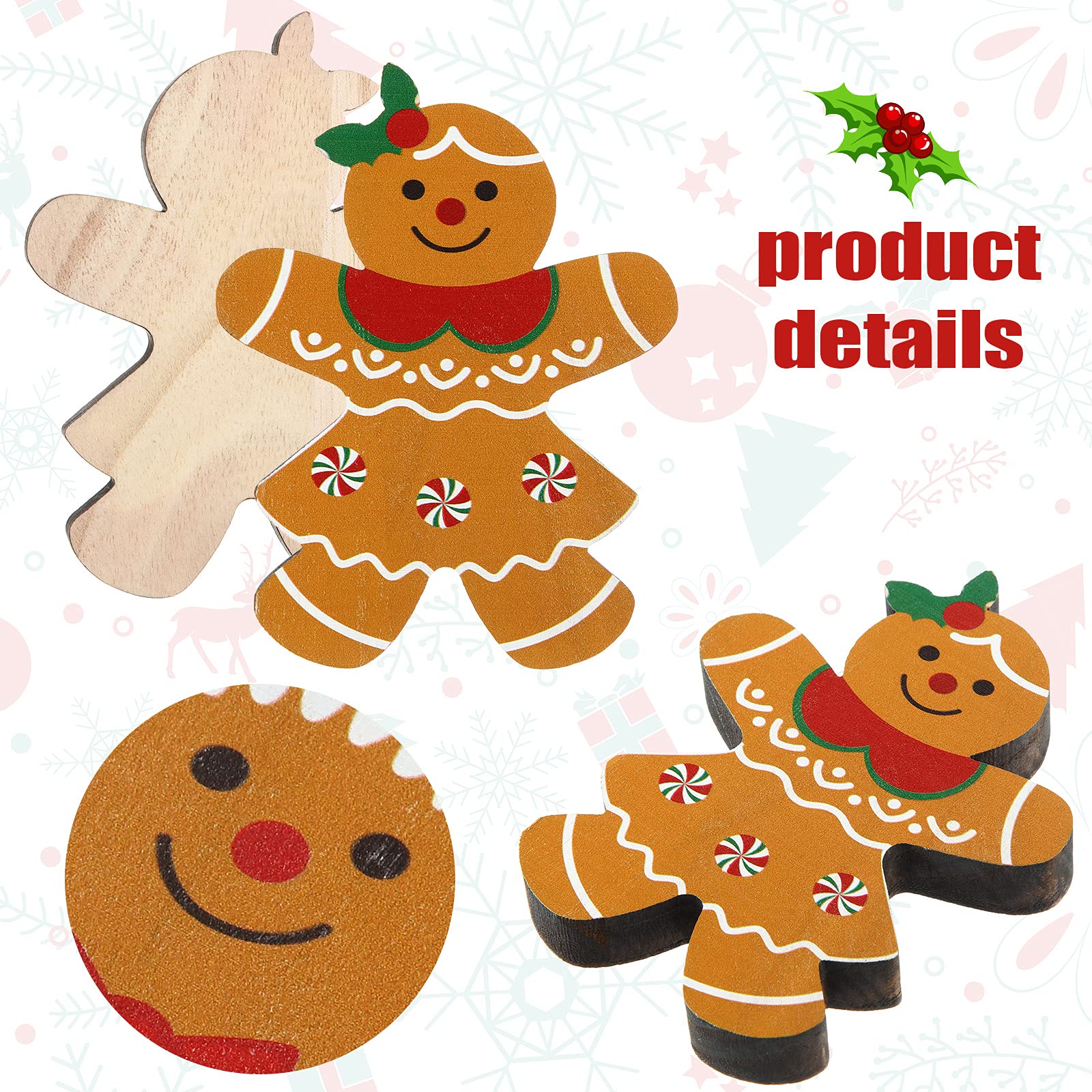 3 Pcs Christmas Wooden Table Decorations - Gingerbread Man Table Signs, African American Xmas Wooden Sign, Farmhouse Holiday Decor for Dining Table, Coffee Table, Mantel & Home (Yellow) - Perfect for Christmas Parties, Gift Exchanges & Festive Home Styling