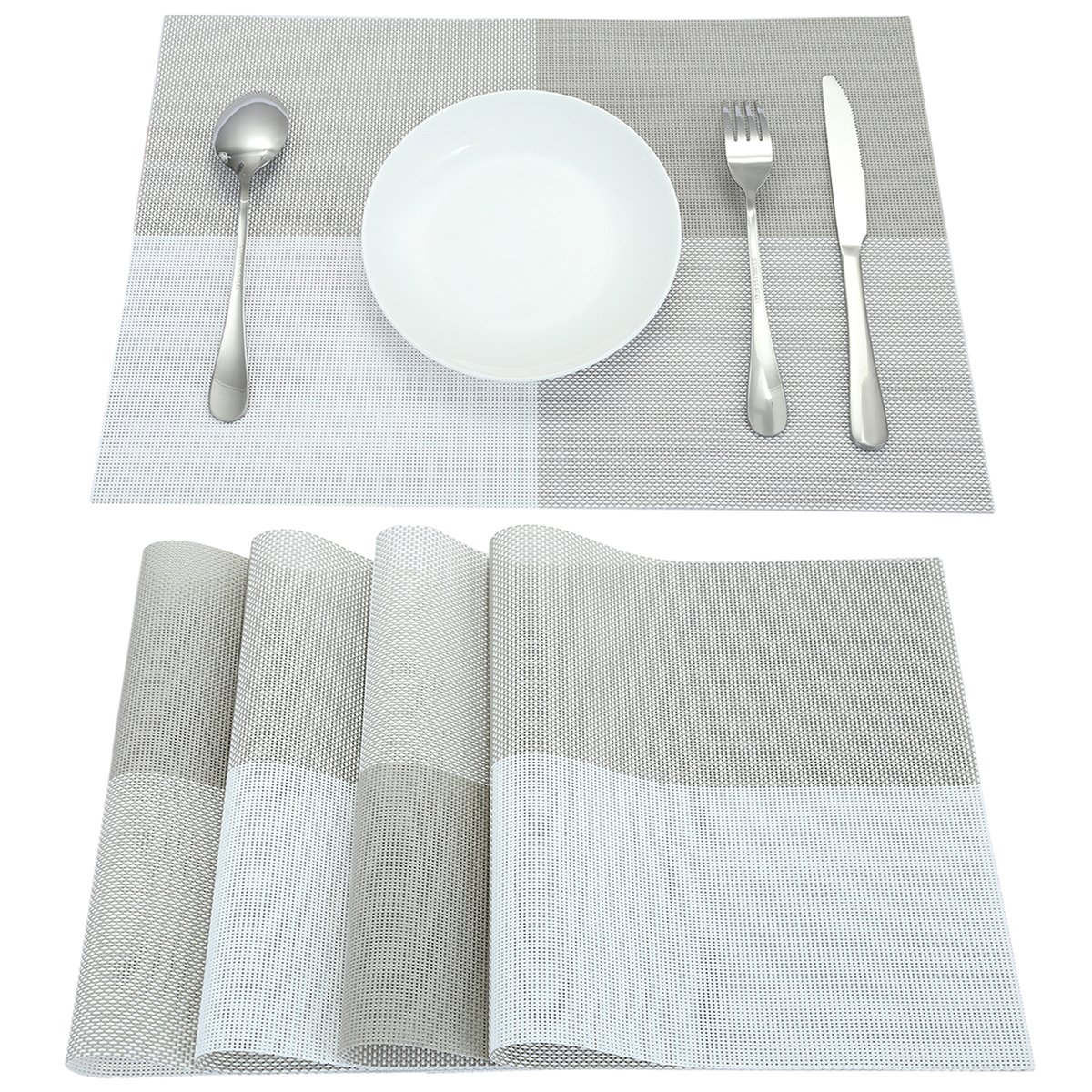 MookaiteDecor Set of 4 Heat-Resistant PVC Placemats & Coasters - Stain Proof, Washable Table Mats for Kitchen & Dining Room - Perfect for Everyday Meals, Dinner Parties & Home Decor
