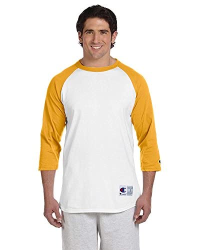 Champion Men's Raglan Baseball Tee - Comfortable 3/4 Sleeve Cotton Blend Shirt for Casual Wear, Sports & Street Style