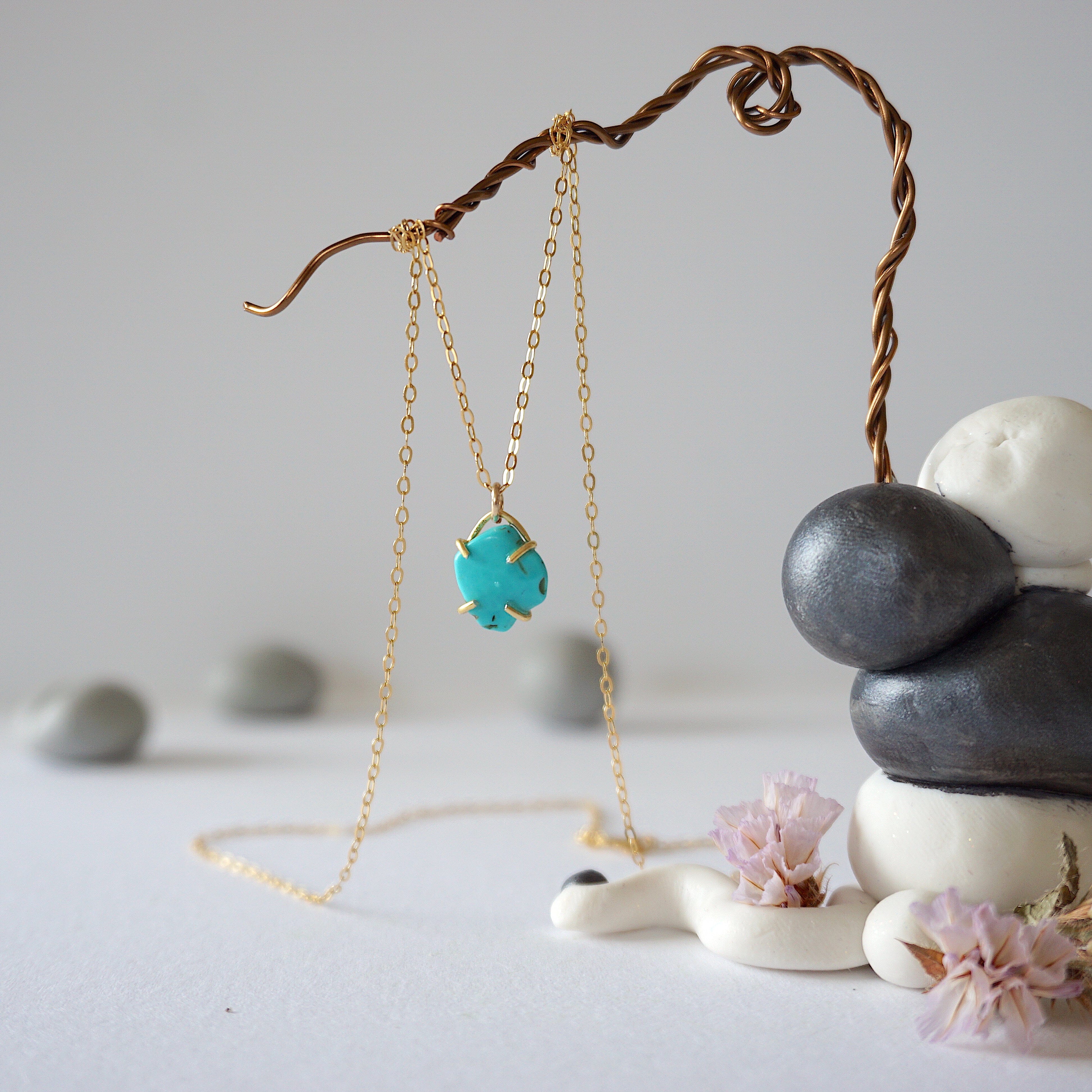 14K Gold Filled Turquoise Huggie Charm Necklace for Women - Dainty Boho Jewelry Gift for Her - Perfect for Everyday Wear, Date Nights & Special Occasions