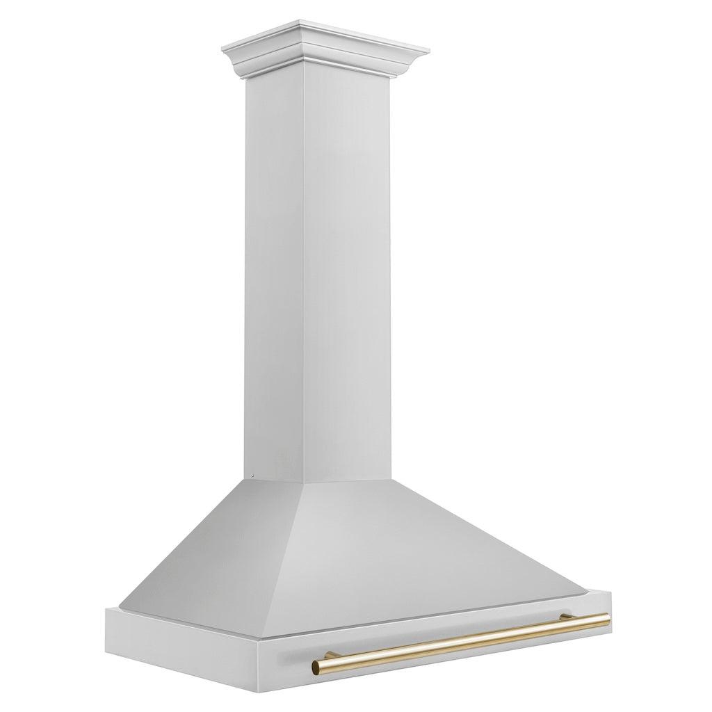 ZLINE KB4STZ G Autograph Edition Convertible Stainless Steel Range Hood with Polished Gold Accents - Professional Kitchen Ventilation for Modern Homes