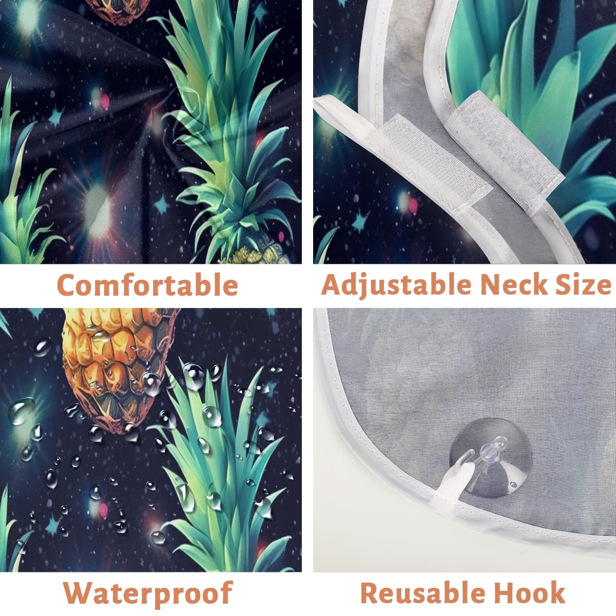 Space Pineapple Print Beard Bib for Men - Waterproof Shaving Apron, Hair Dye Cape & Barber Accessories - Perfect for Home Grooming, Salon Use & DIY Haircuts - Great Gift for Barbers & Beard Enthusiasts