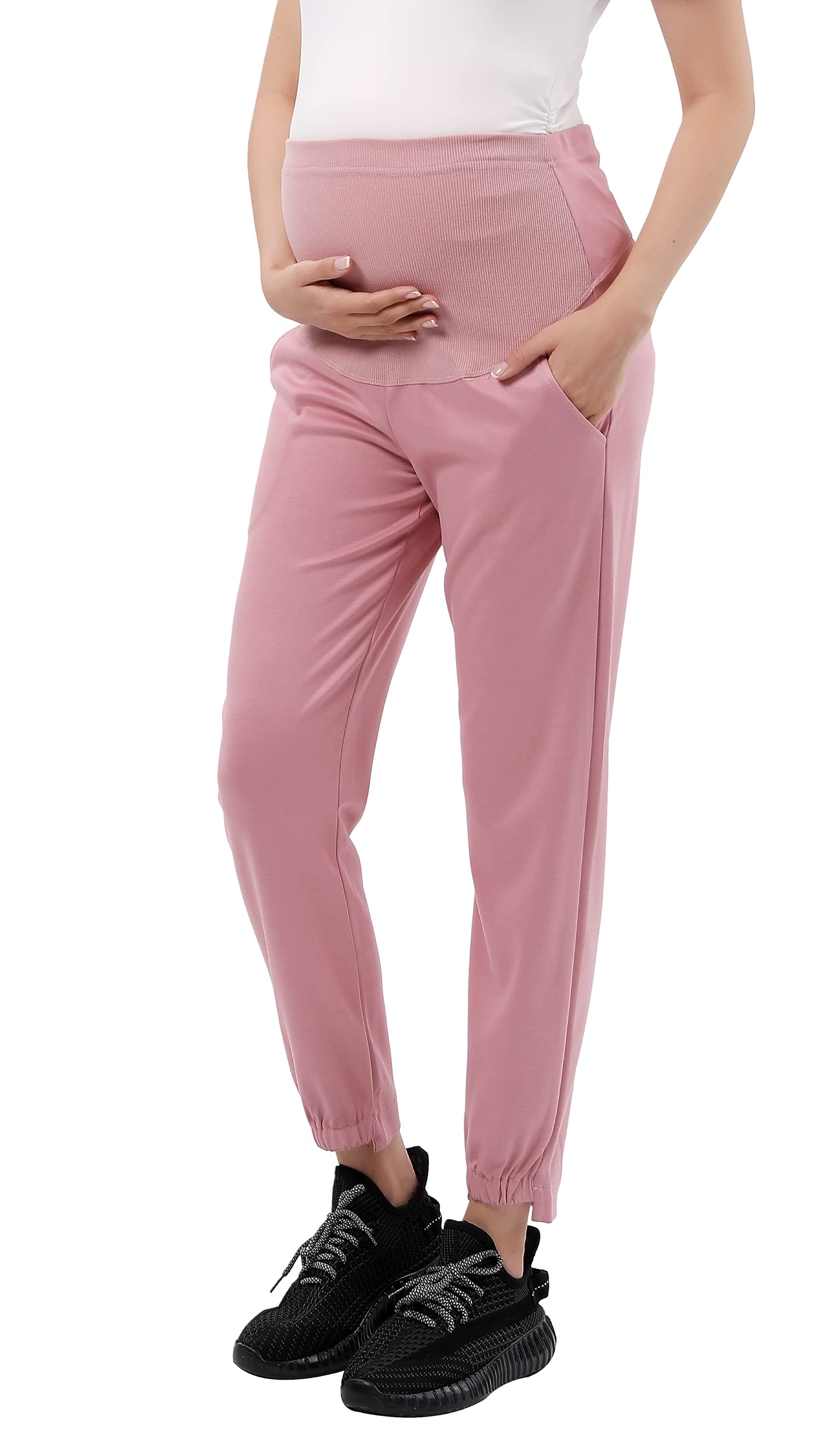 Women's Maternity Joggers - Stretchy Over Belly Pregnancy Sweatpants for Yoga, Gym & Lounge Wear - Soft Casual Pants for Pregnant Women