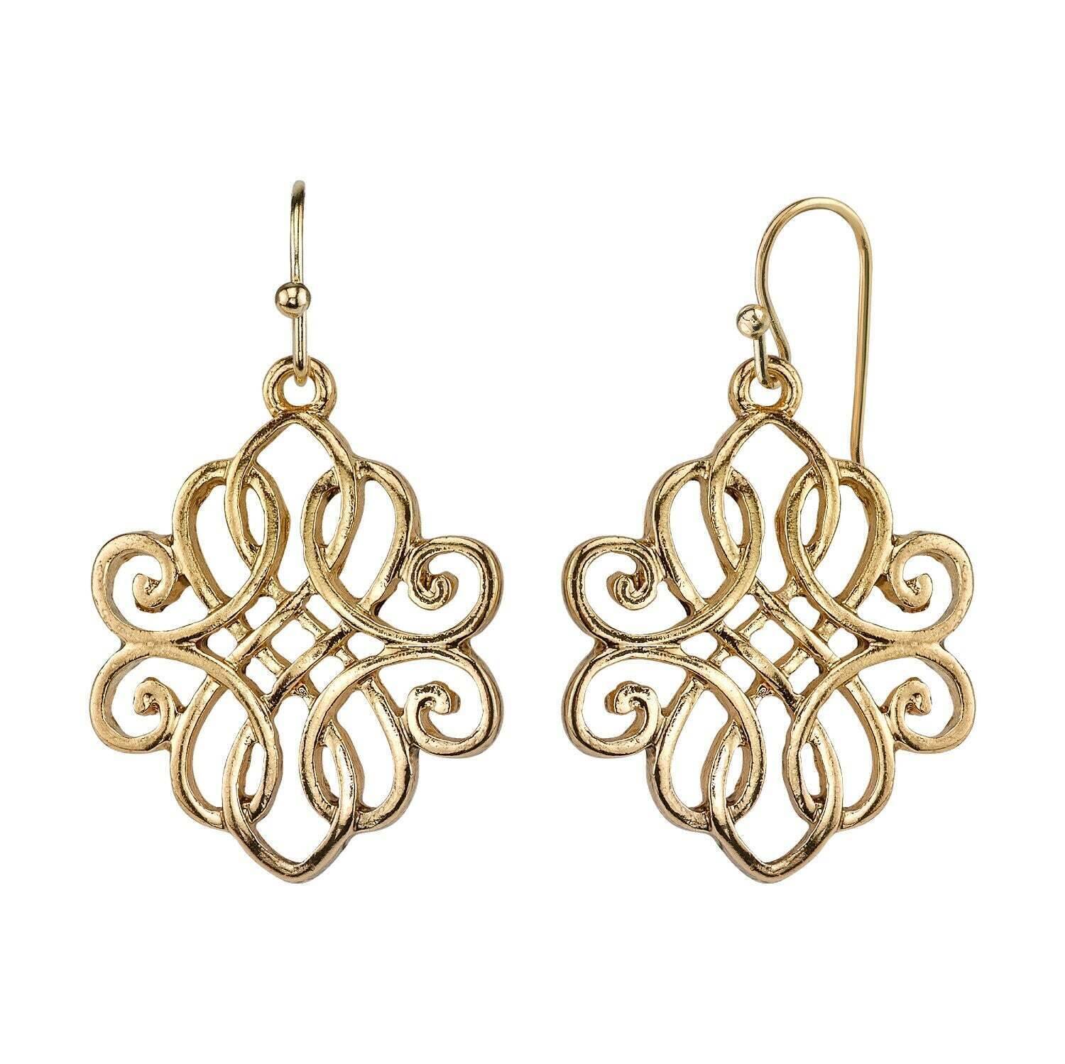 1928 Jewelry Classic Filigree Drop Earrings - Vintage Inspired Dangle Earrings for Women - Perfect for Weddings, Parties & Special Occasions