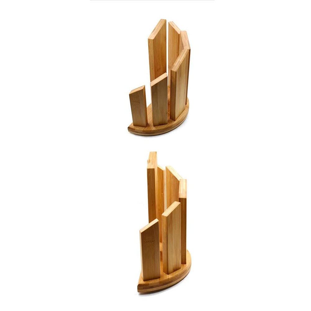Bamboo Magnetic Knife Block Holder with 360° Rotation - Wooden Knife Storage for 12 Kitchen Tools | Perfect for Countertop Organization & Chef's Knife Display