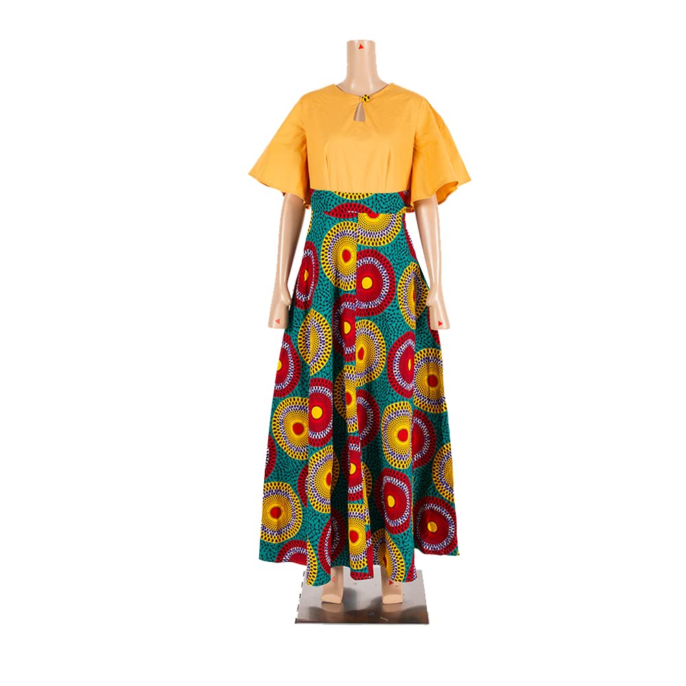 Elegant Plus Size African Print Maxi Dress for Women - Long Party Dress with Graceful Wax Print - Perfect for Weddings, Festivals & Special Occasions