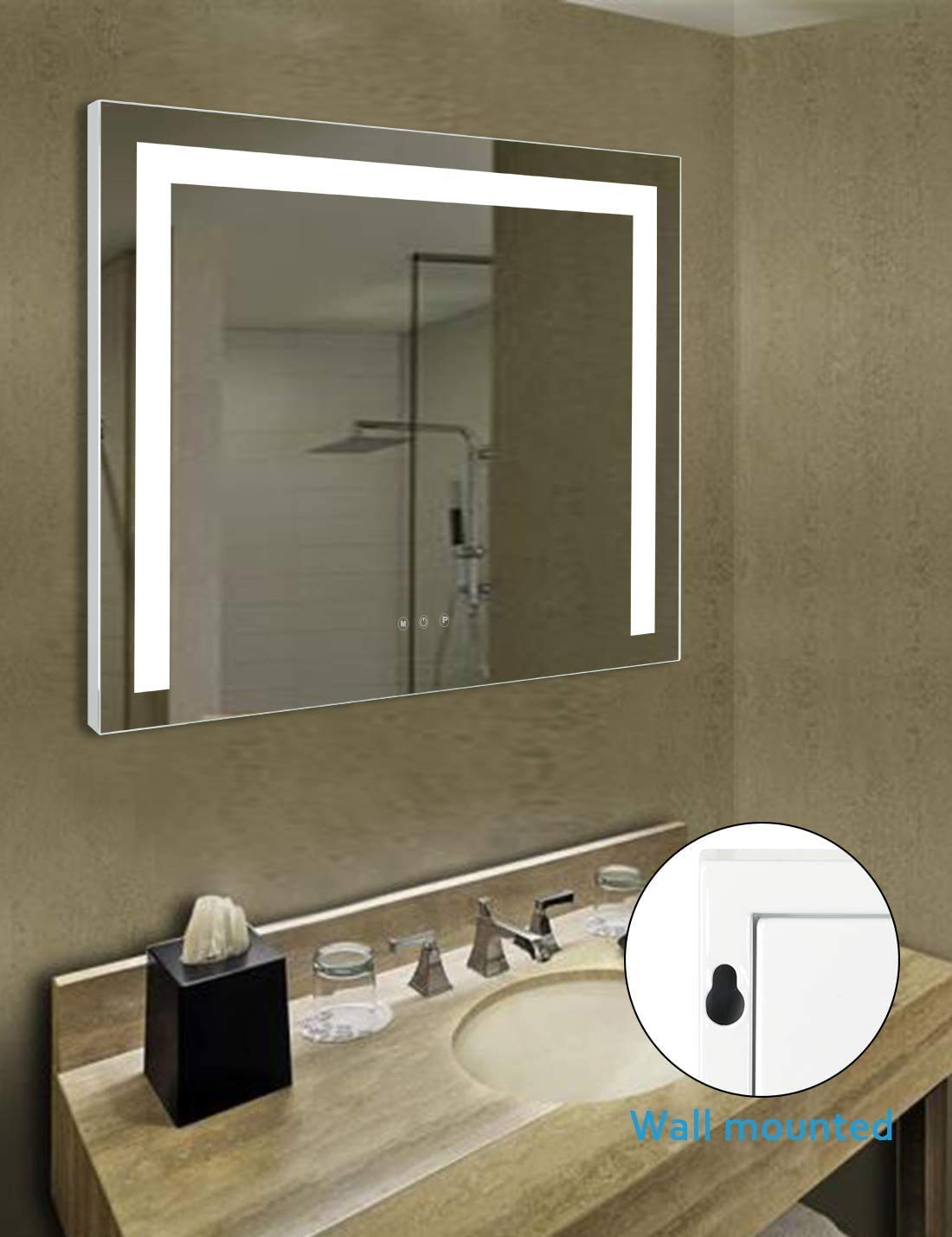 iCREAT Hollywood Vanity Makeup Mirror with LED Lights - Wall Mounted & Tabletop Dimmable Mirror with Touchscreen Control & USB Outlet - Perfect for Makeup, Skincare, and Dressing Room (White)