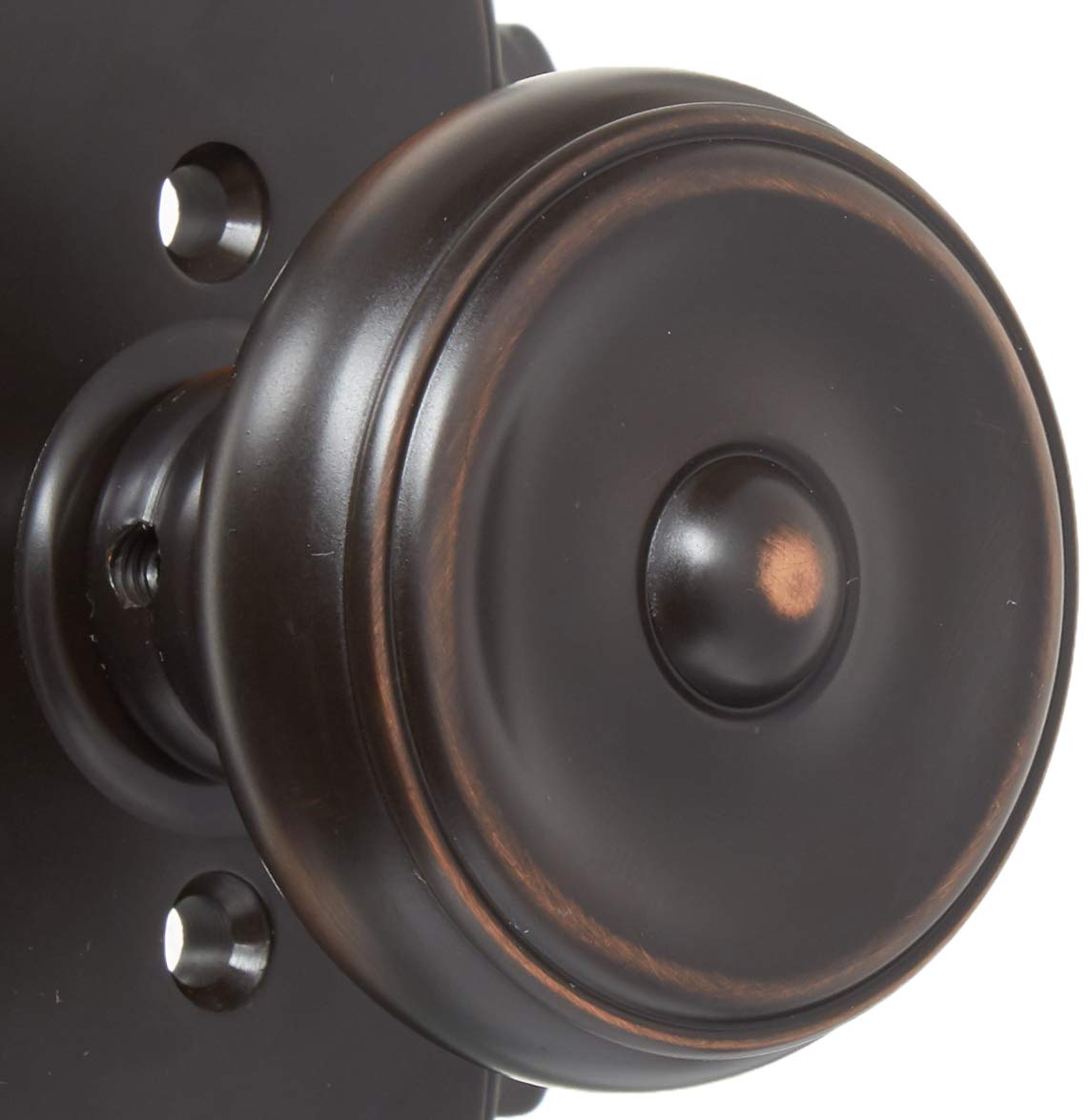 Oil Rubbed Bronze Arched Rosette Door Knob Set with Waverly Design - Privacy Door Handles for Bedroom, Bathroom & Interior Doors
