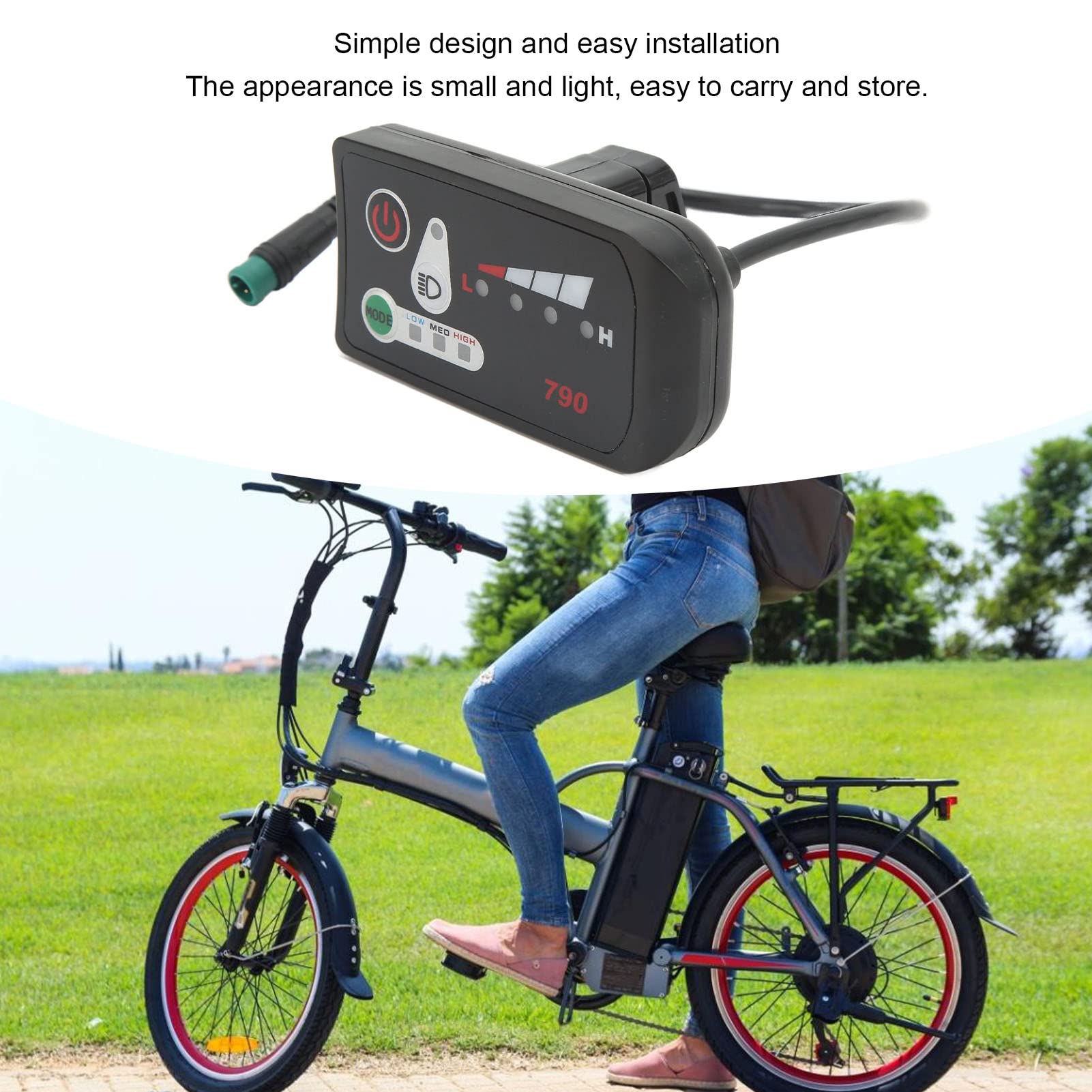 Waterproof ABS Electric Bike LED Power Display Panel - 22.2mm Handlebar Mount with 5P Male Plug | E-Bike Speedometer & Battery Meter for Commuting, Off-Road & Urban Riding
