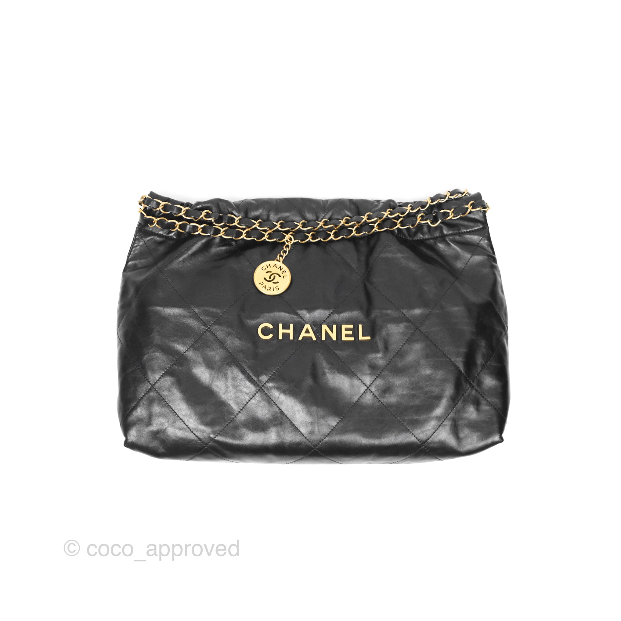 Chanel 22 East West Bag Black Shiny Crumpled Calfskin Leather Crossbody Purse for Women | Luxury Designer Handbag for Everyday Use, Date Night & Special Occasions