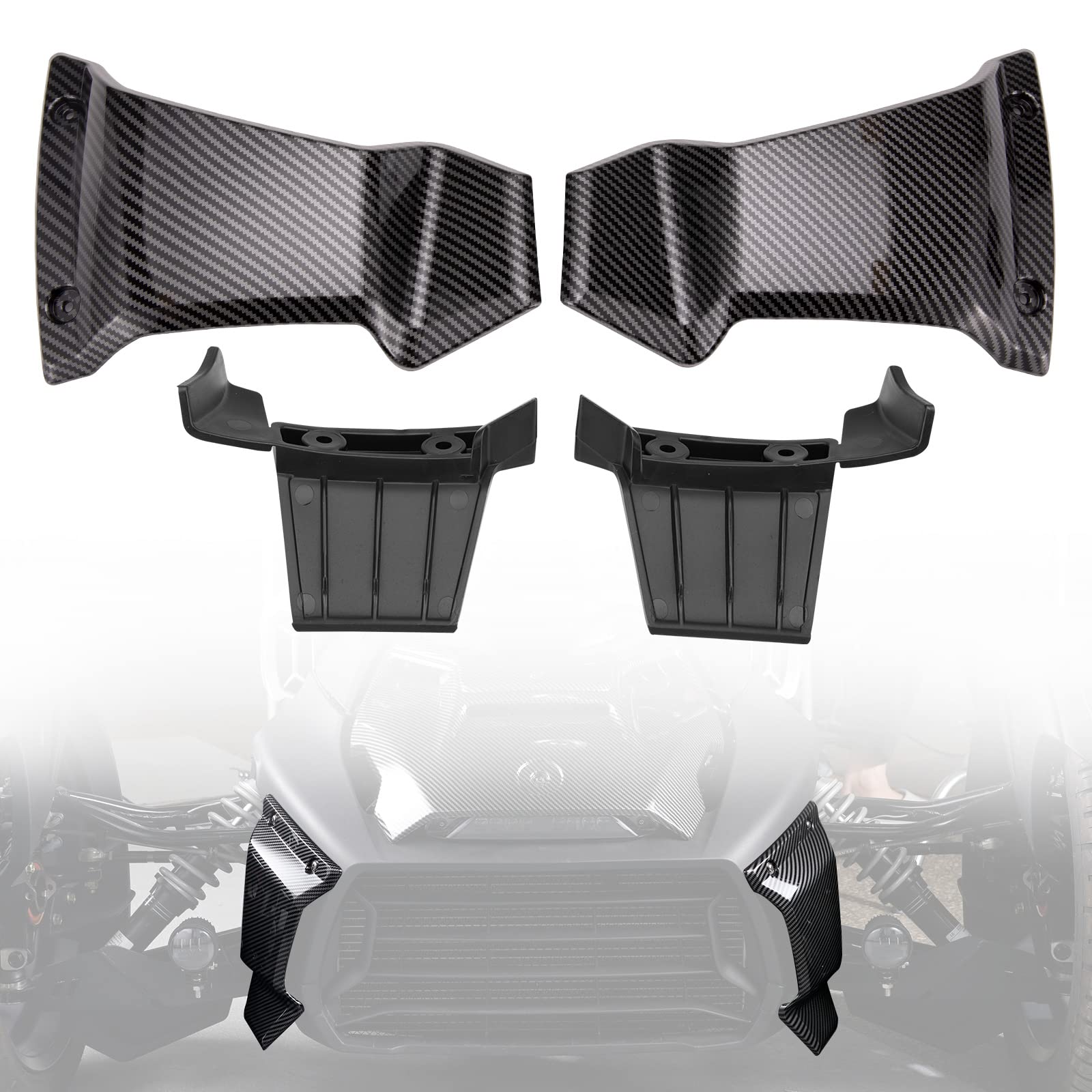 Carbon Fiber Front Grill Trims & Lower Grill Protector for Can-Am Ryker (All Models) - 2PCS Set, OEM #219400947 Replacement - Off-Road UTV Accessories for Enhanced Style & Protection
